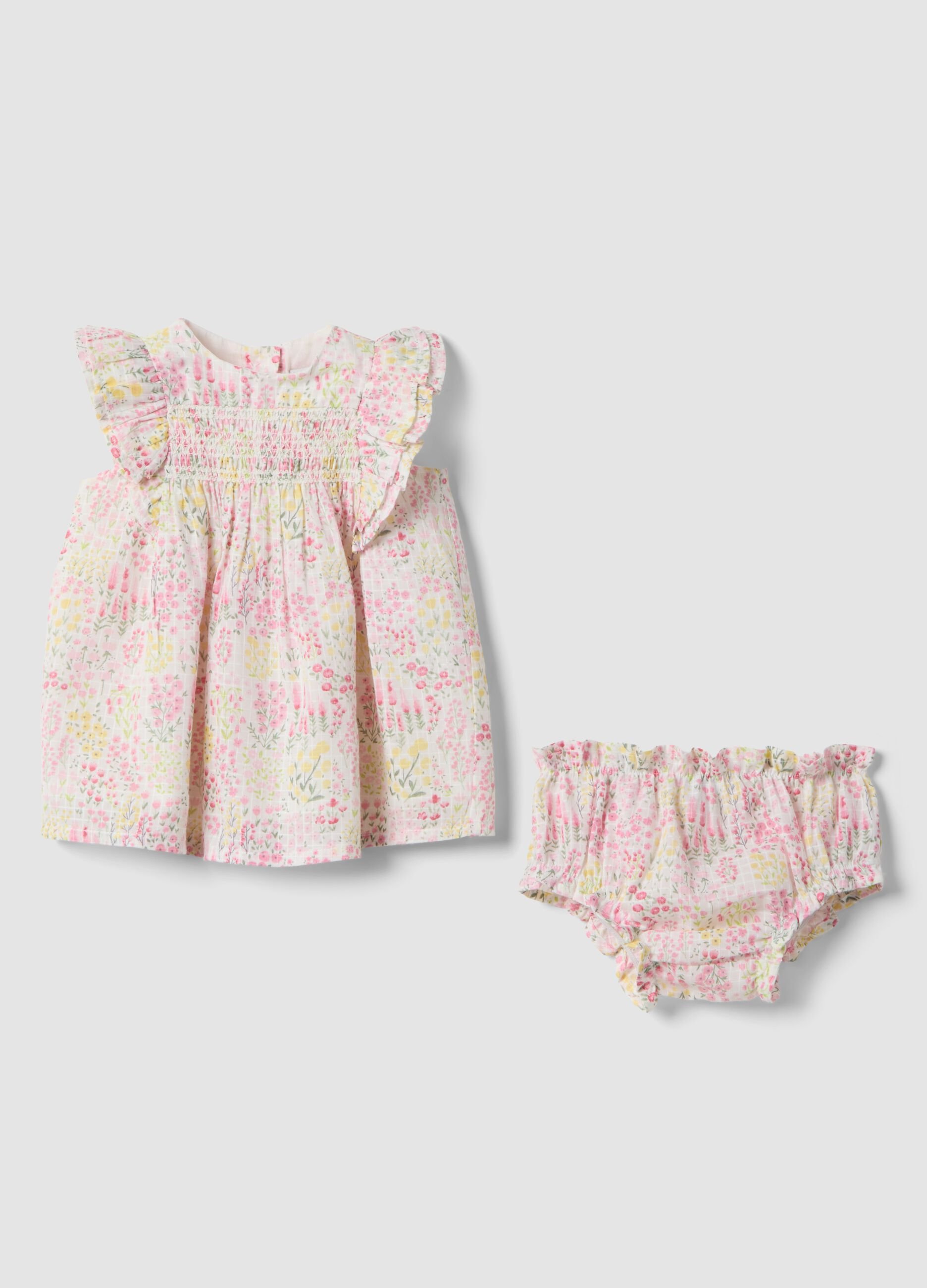 Newborn girl's regular fit multicolour pure cotton set