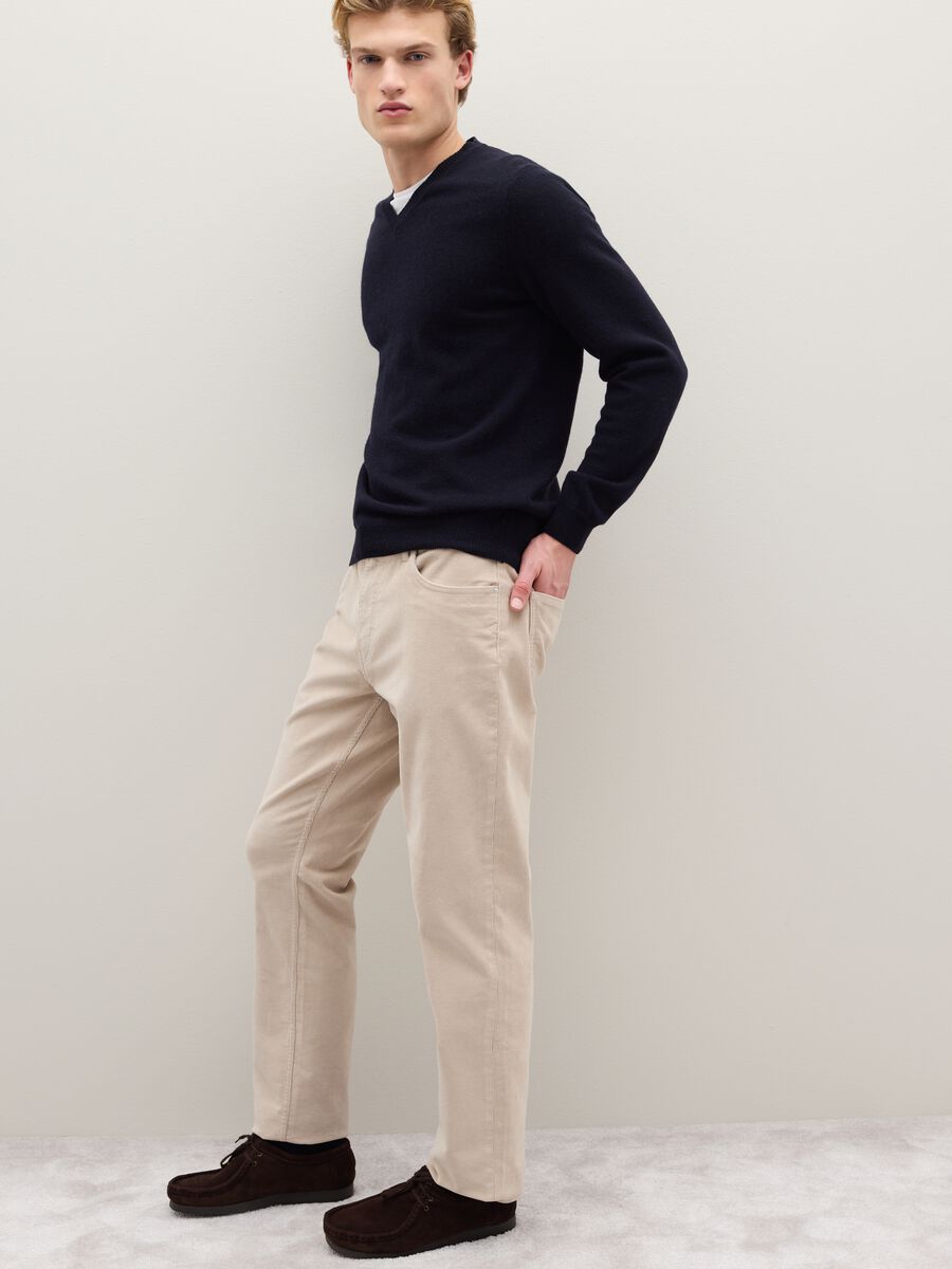 Maglione in pura lana d'agnello blu regular fit_3