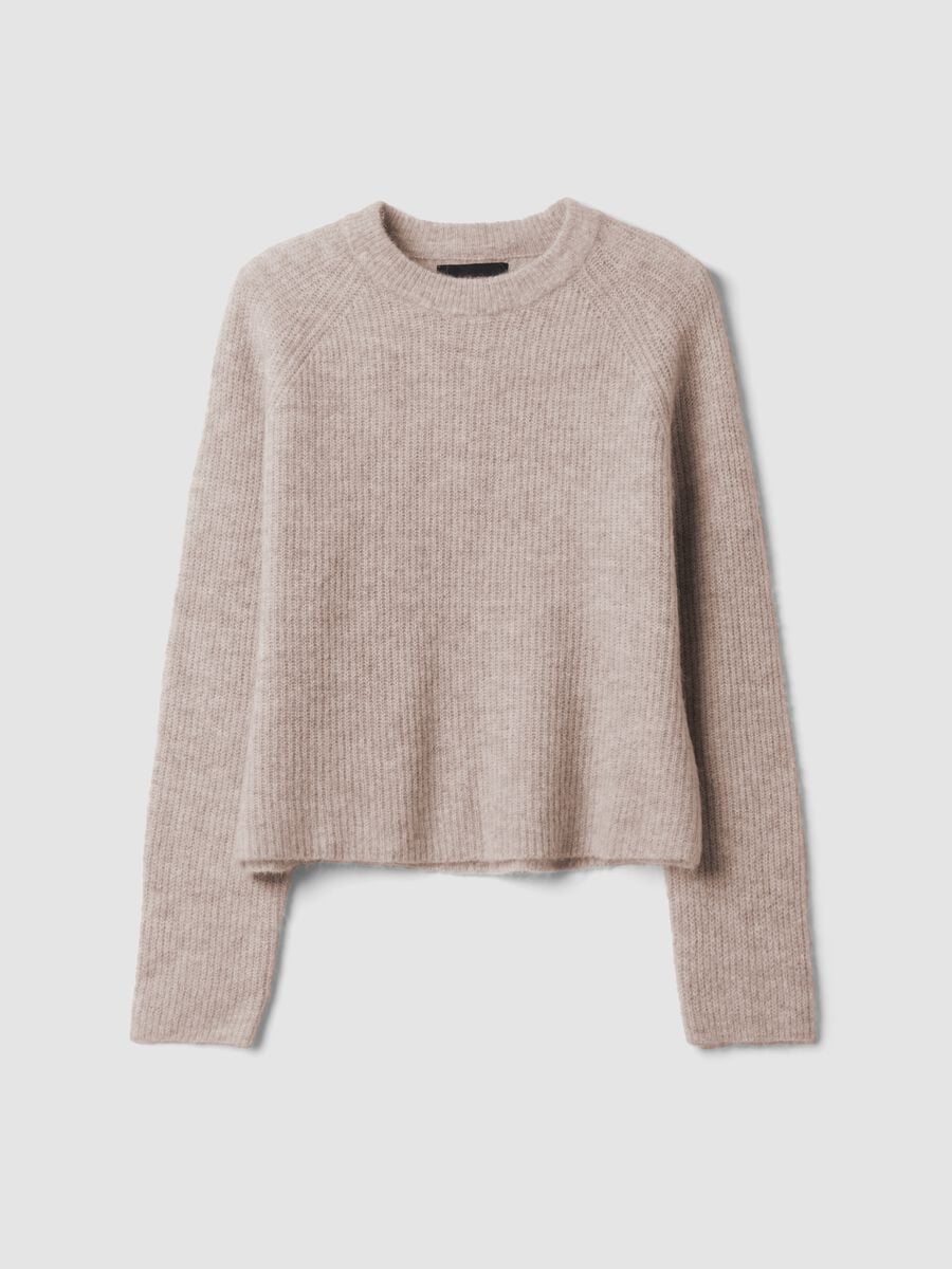 Beige stretch wool and alpaca crew-neck jumper_4