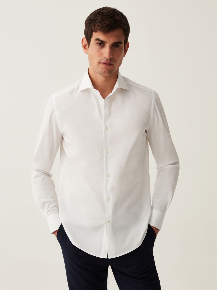 Camicia slim fit in cotone stretch_0