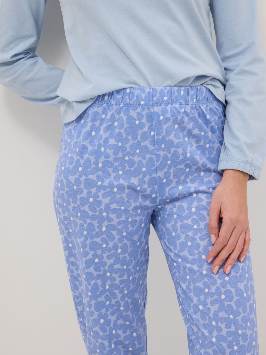Multicoloured pyjama trousers in pure cotton regular fit_3