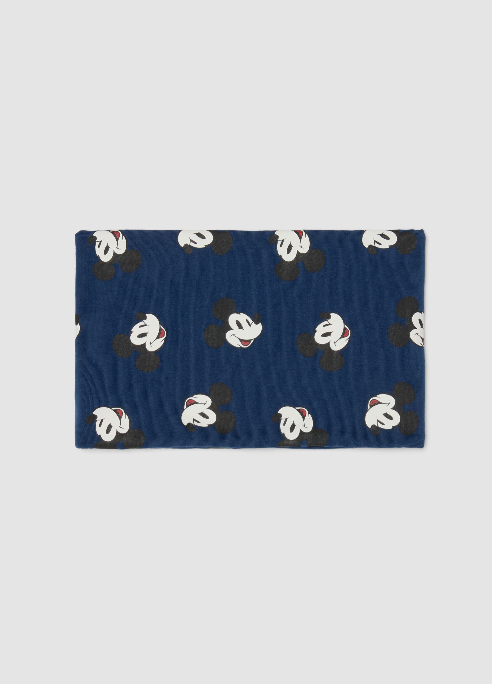 Blue stretch organic cotton Mickey print scarf for baby boy