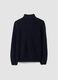 Navy rib-knit cardigan with collar and zip, regular fit_2