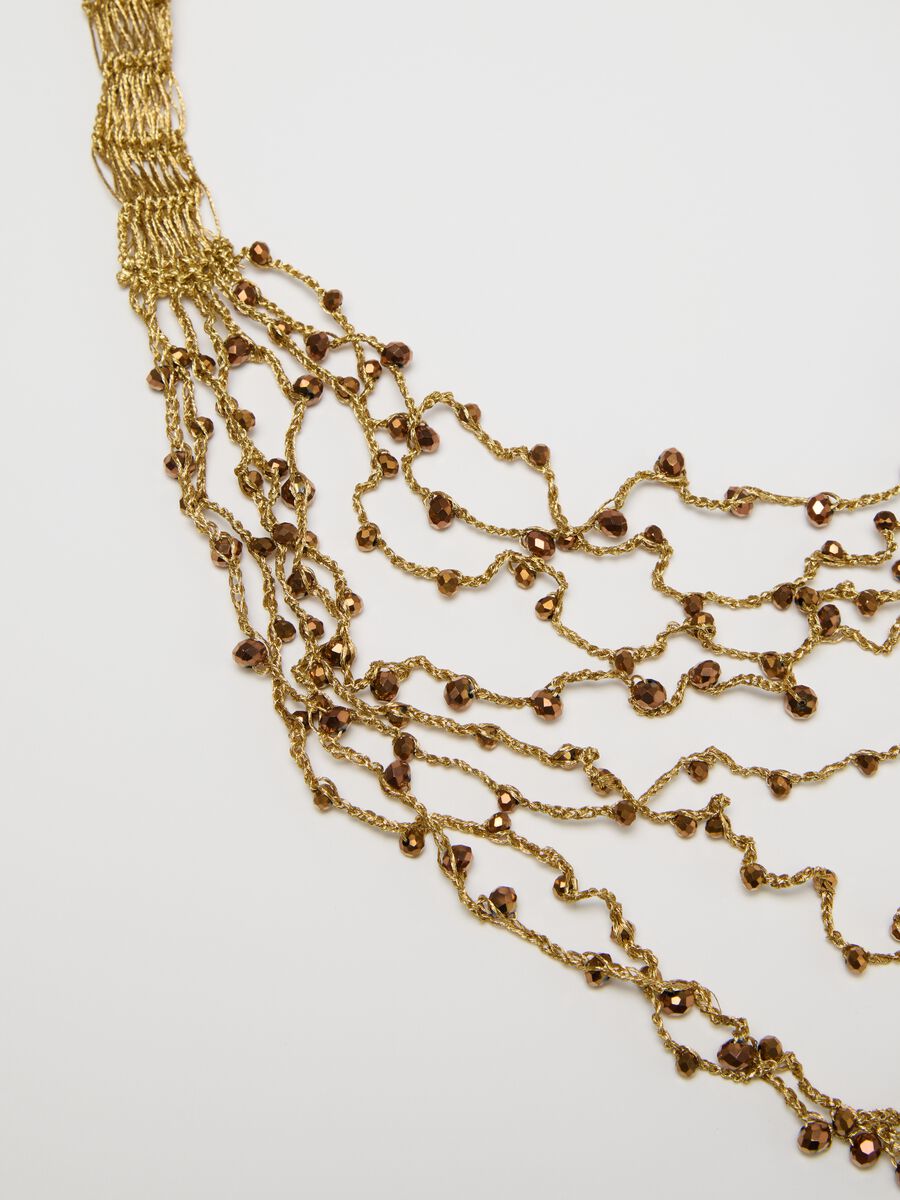 Gold multi-string necklace with beads_1