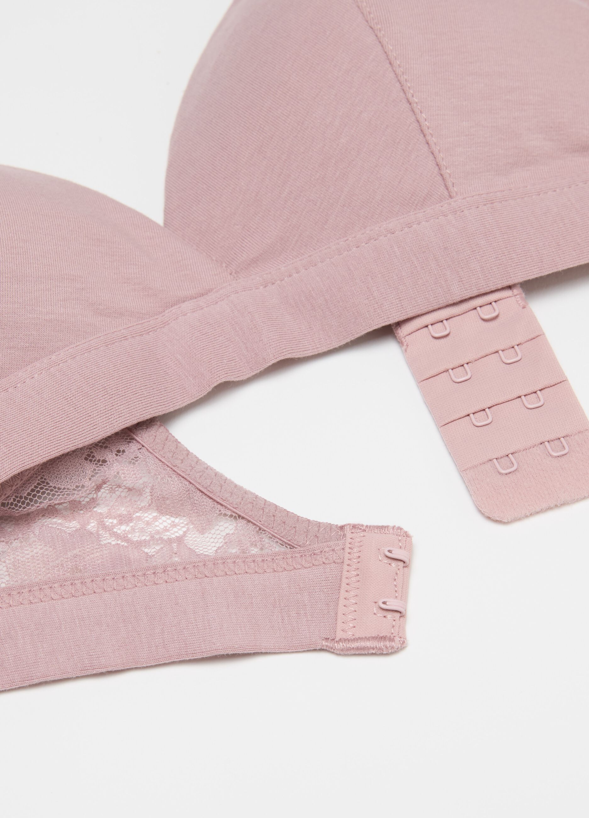 Triangle bra with lace inserts