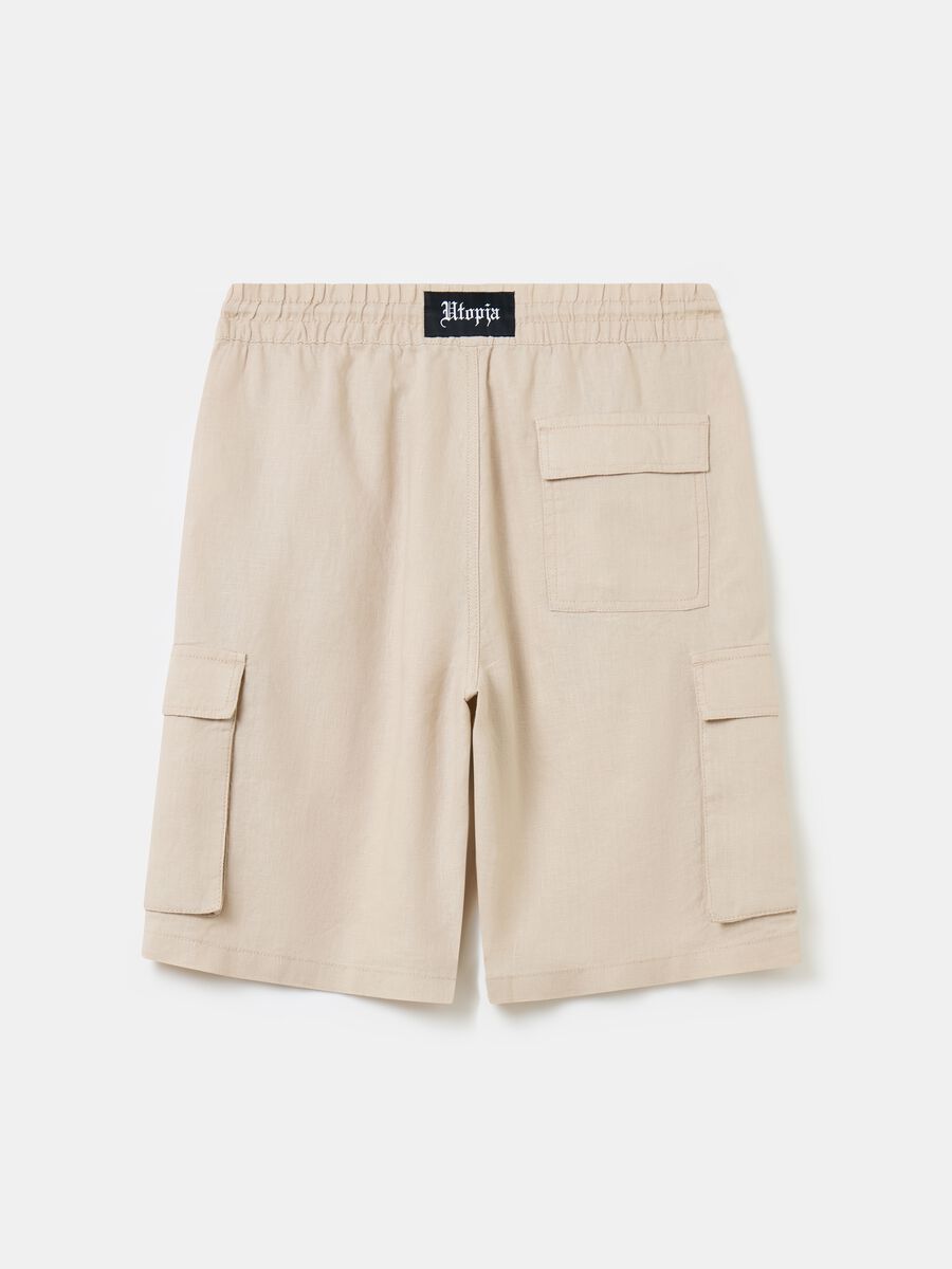 100% Linen Cargo Shorts Sand_5