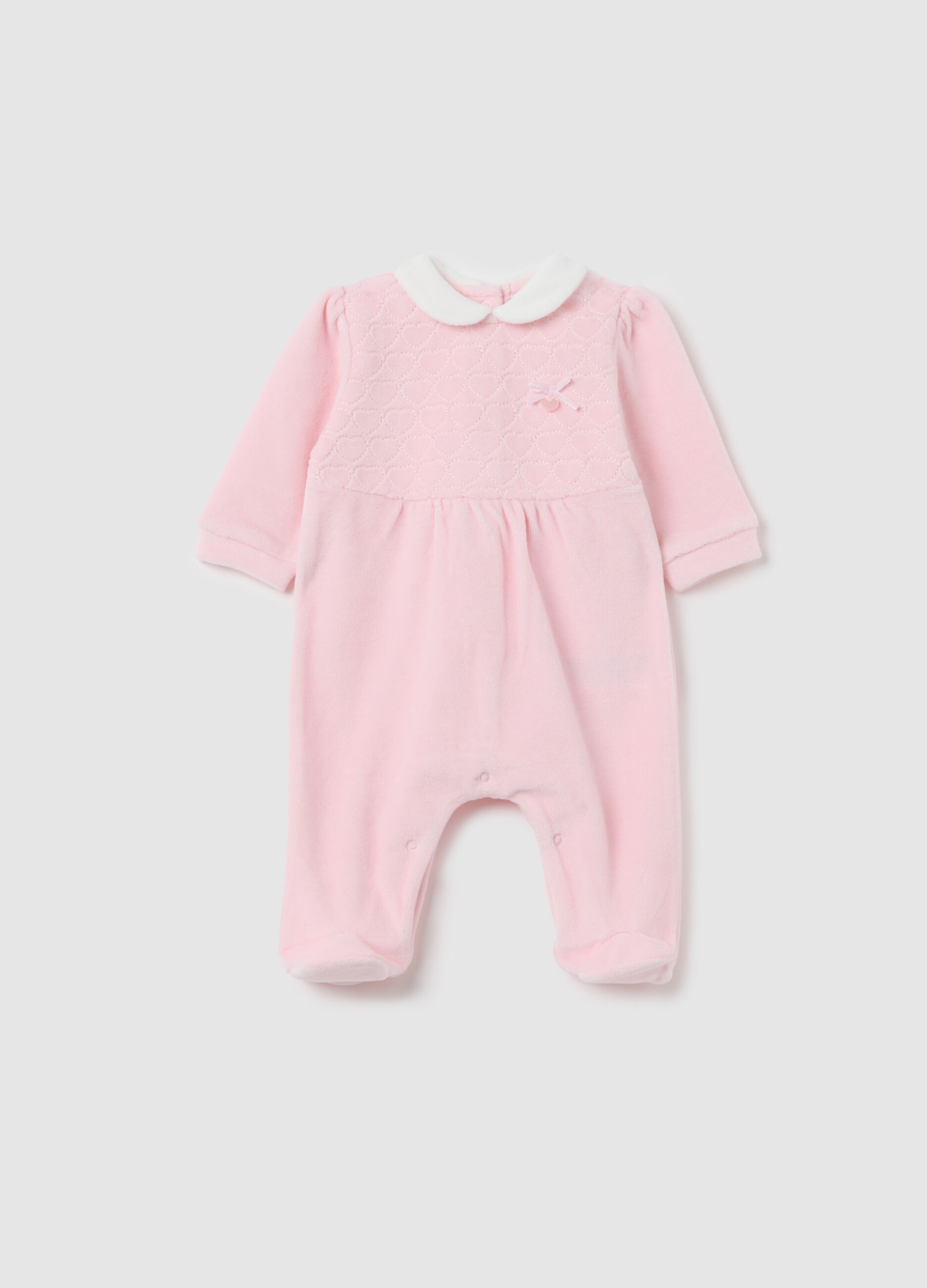 Pink cotton baby romper with snap closure