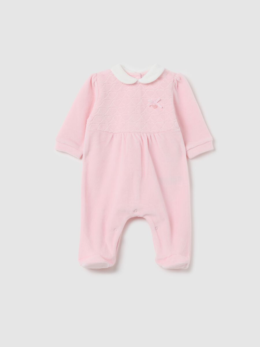 Pink cotton baby romper with snap closure_0