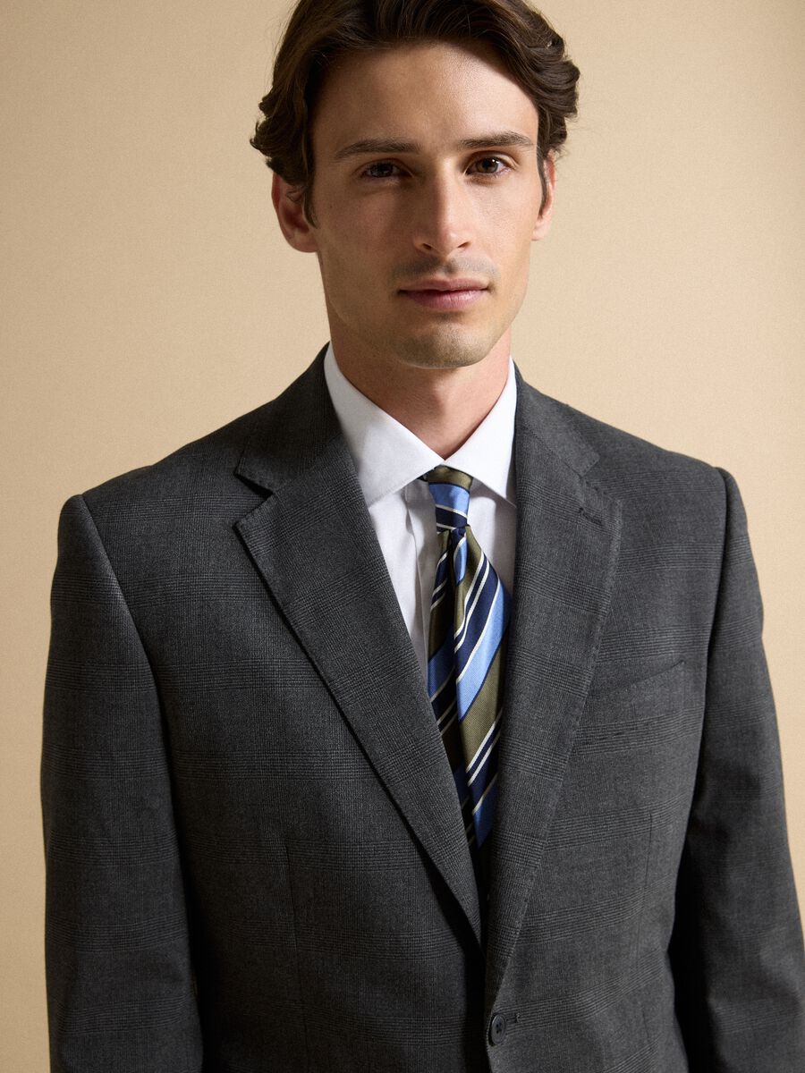Grey stretch viscose blazer with classic lapels, slim fit_3