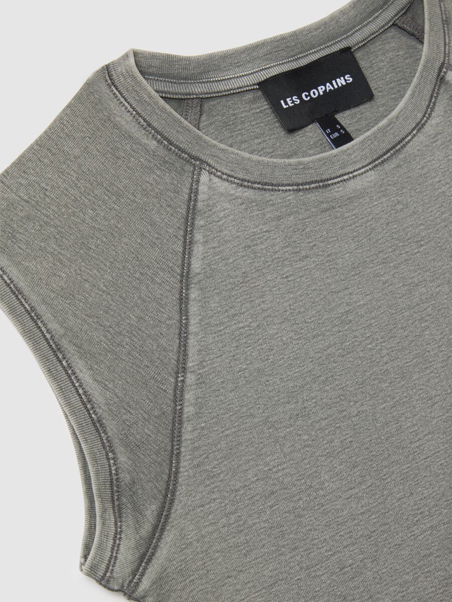 Women's grey fitted tank top in pure cotton_1