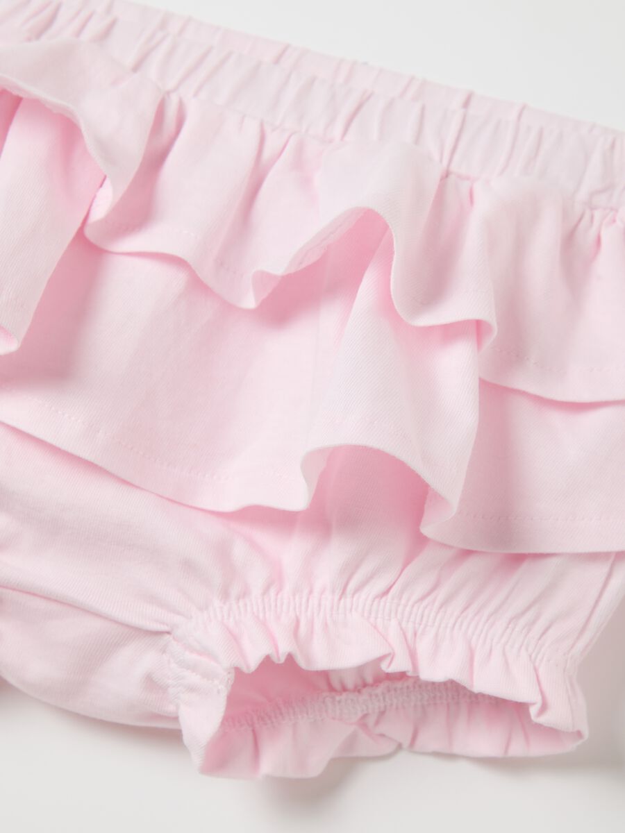 White and pink T-shirt and culottes set in cotton_2