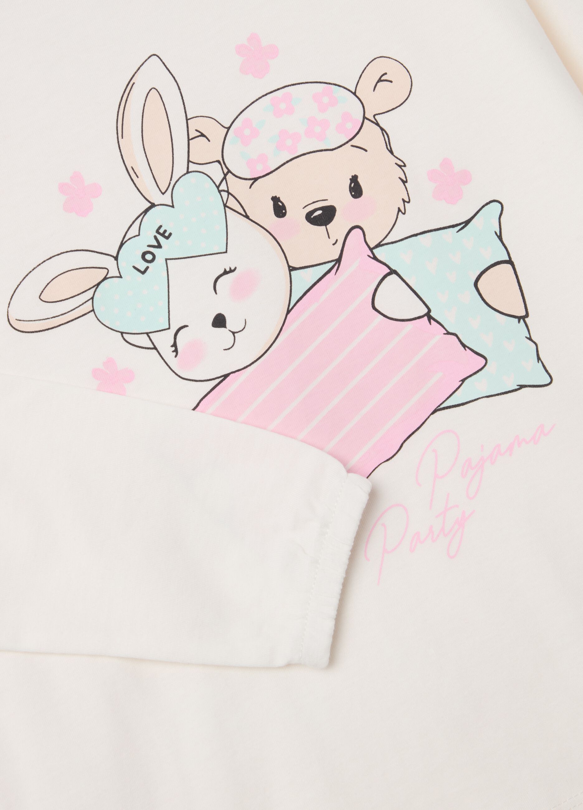 Organic cotton pyjamas with "Pajama party" print