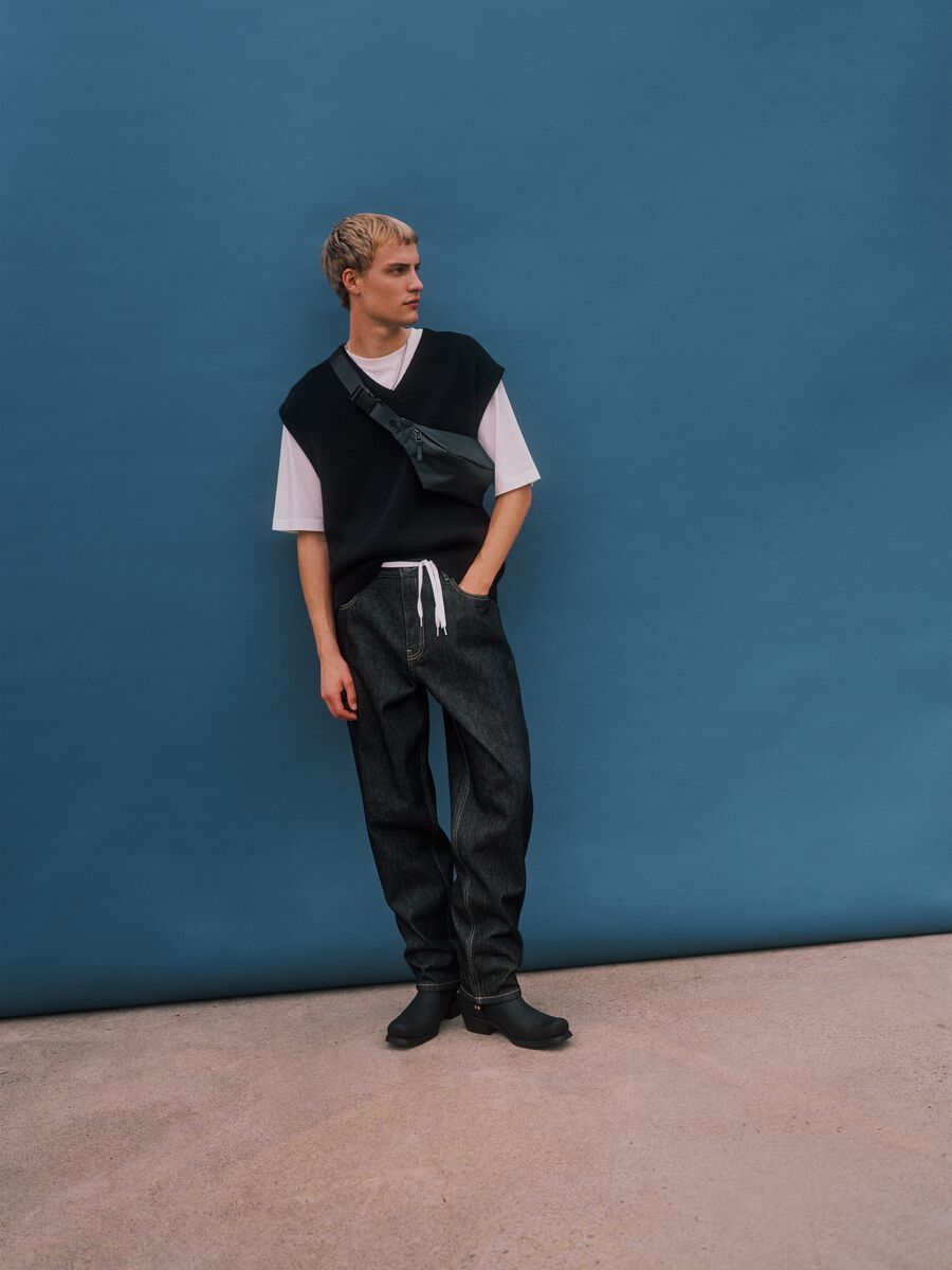 Gilet in puro cotone nero regular fit_0