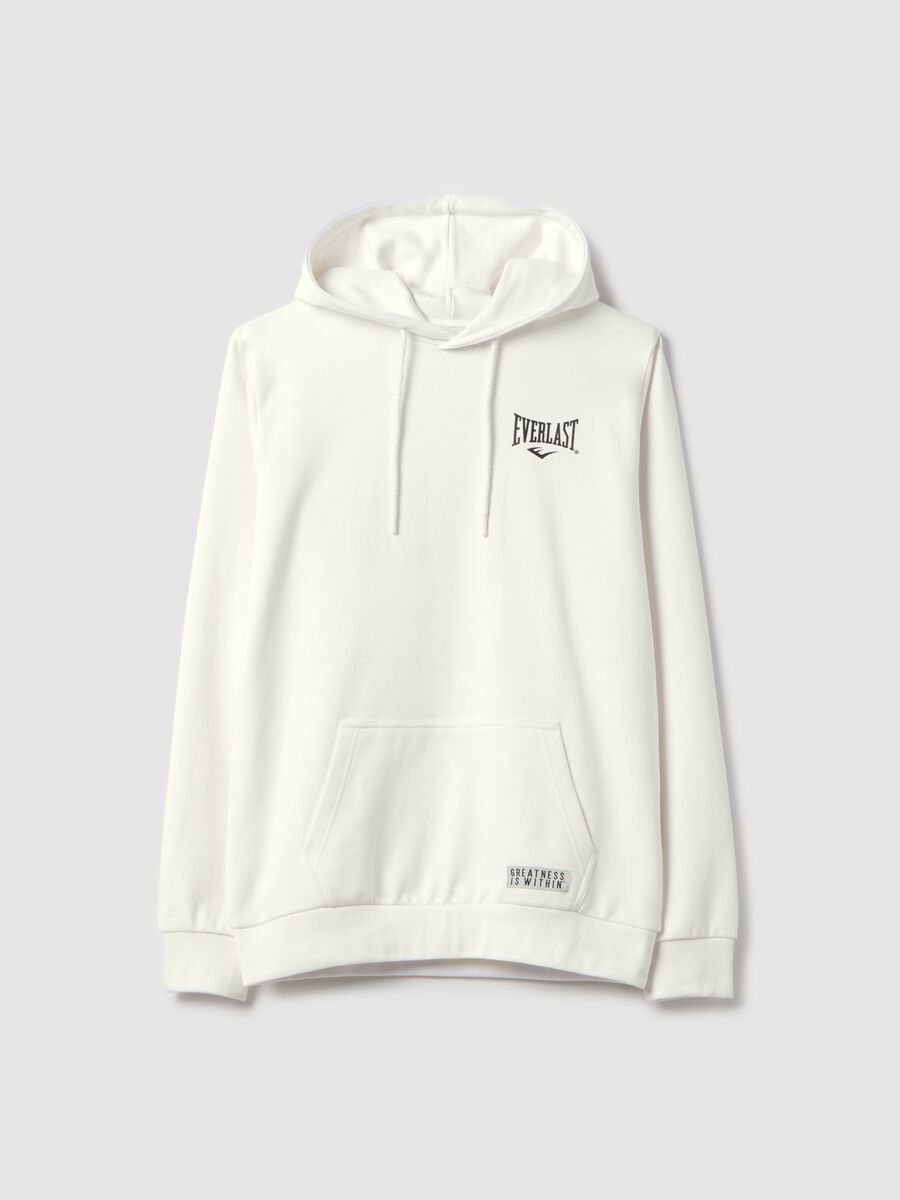 White regular fit cotton blend hoodie with Everlast logo_4