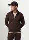Brown cotton-blend sweatshirt with crew neck and zip, regular fit_1