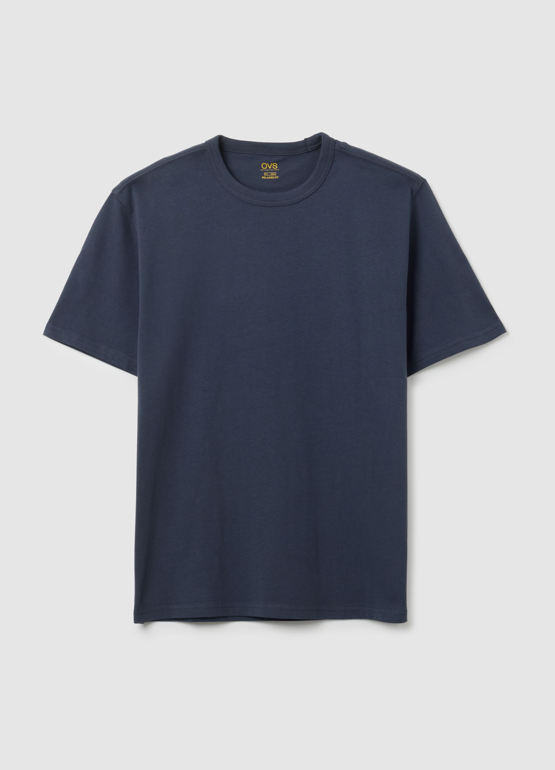 Blue pure cotton T-shirt with regular fit