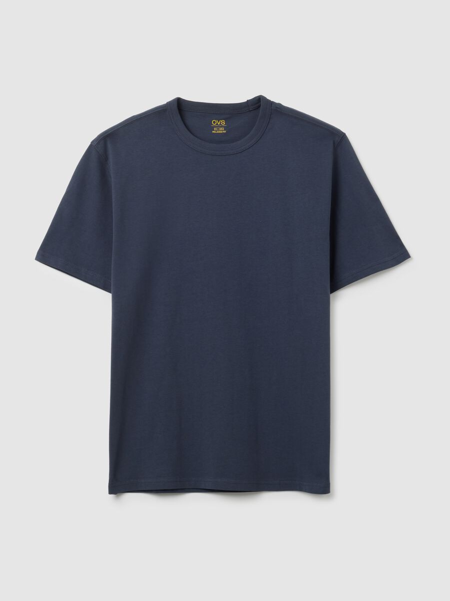 Blue pure cotton T-shirt with regular fit_4