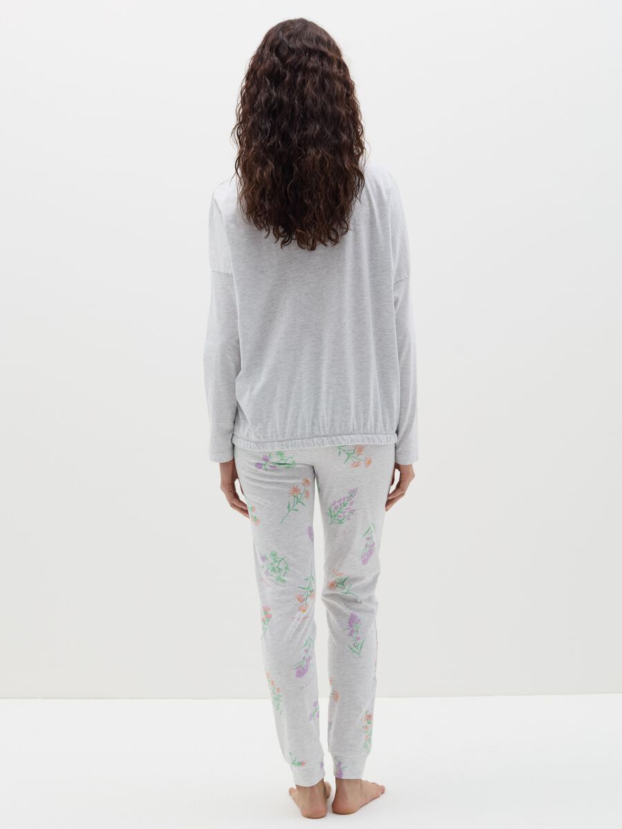 Long pyjamas with drawstring and flowers print_3