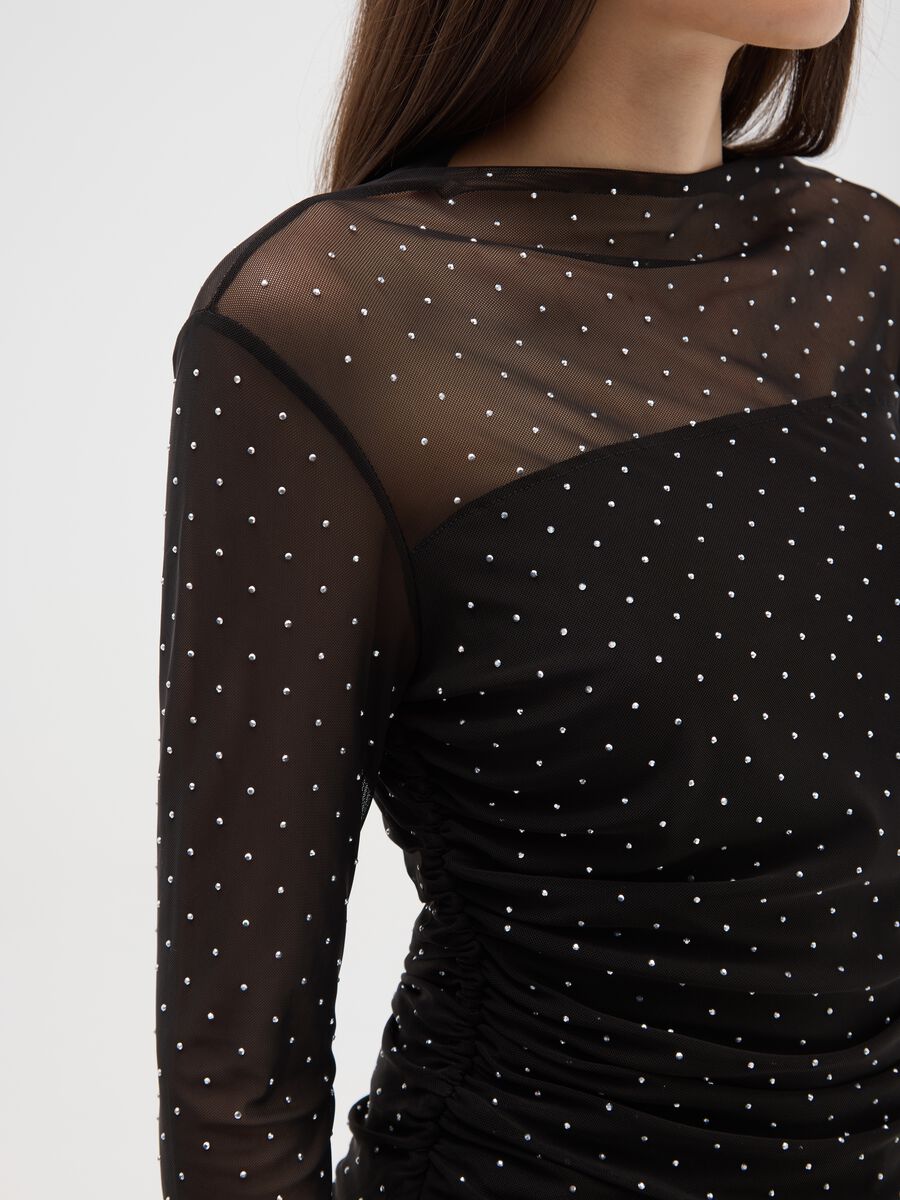 Maglia nera regular fit con pois_3