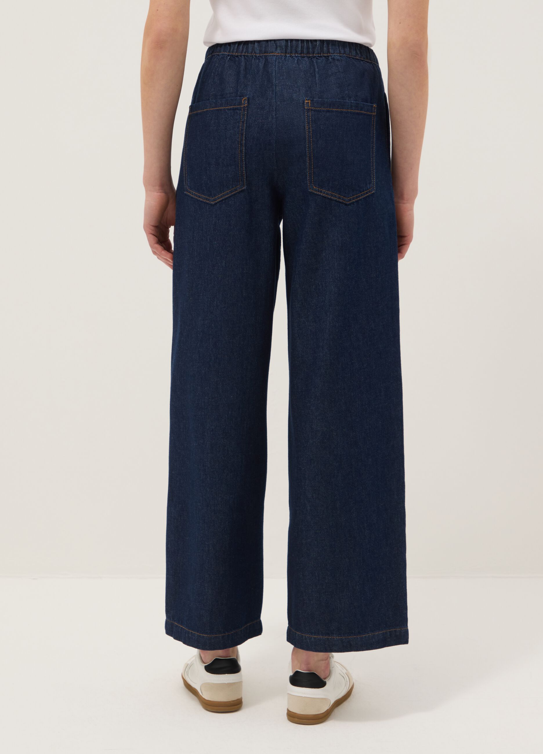 Pure Cotton Blue Denim Jogger Trousers Regular Fit