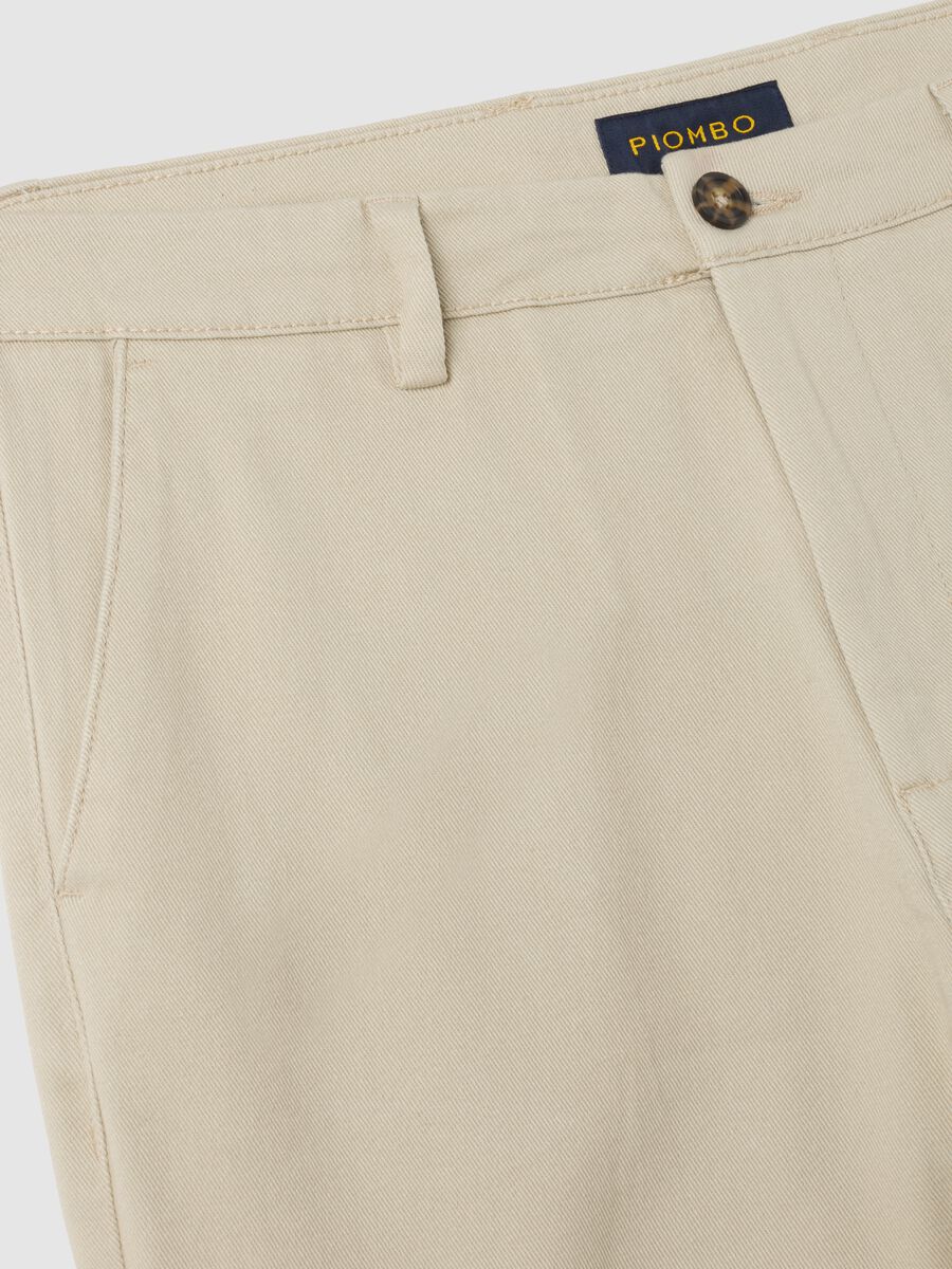 Beige stretch cotton trousers with carrot fit_5