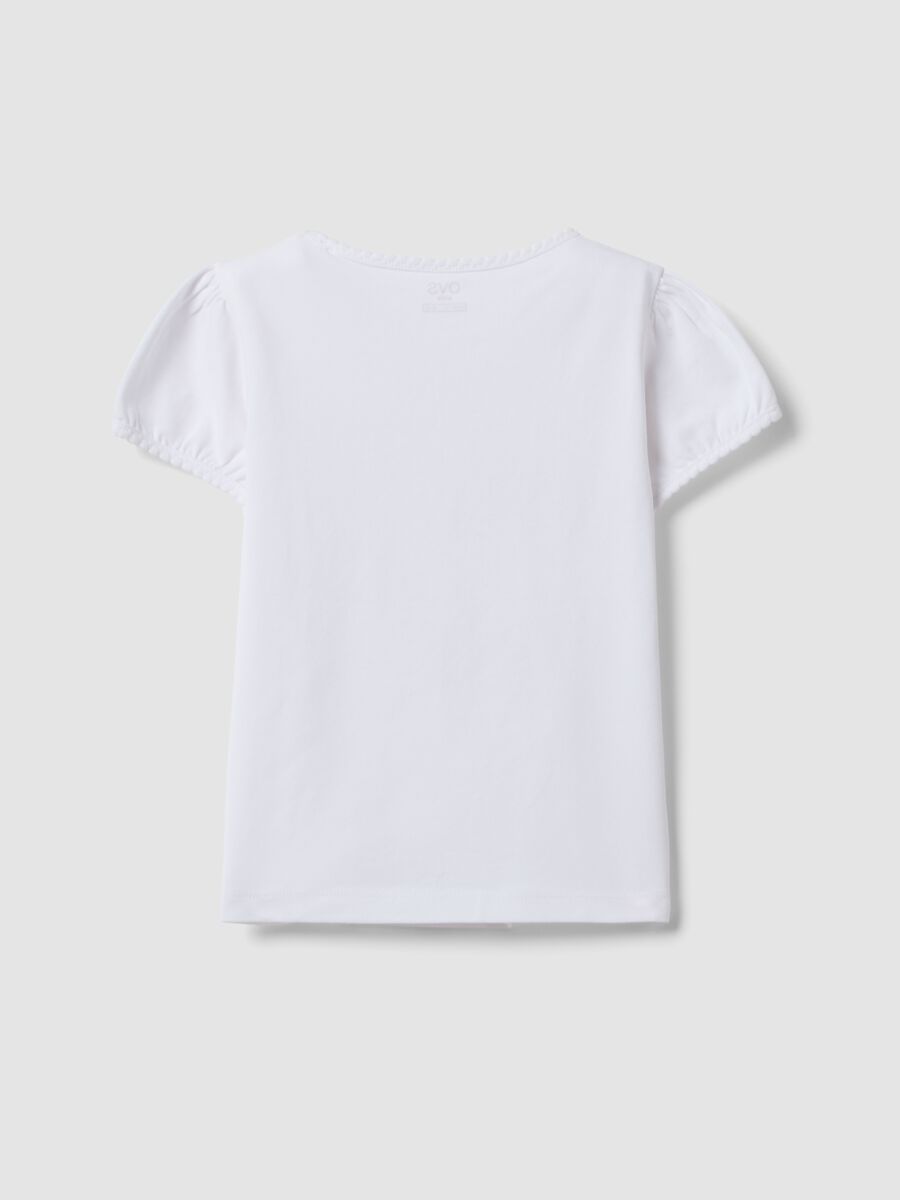T-shirt bianca in cotone elasticizzato con stampa marina regular fit_1