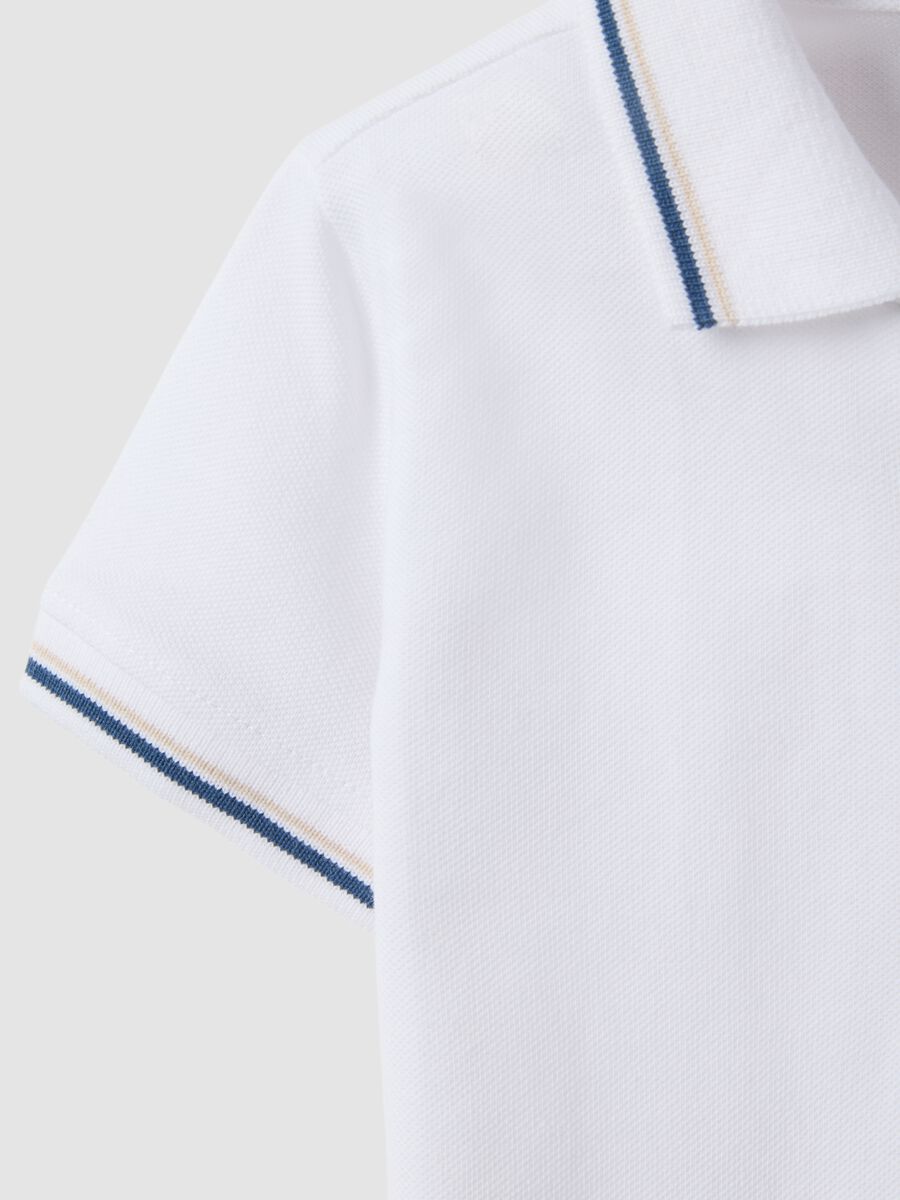 Polo a maniche corte in puro cotone bianca da bimbo regular fit_3