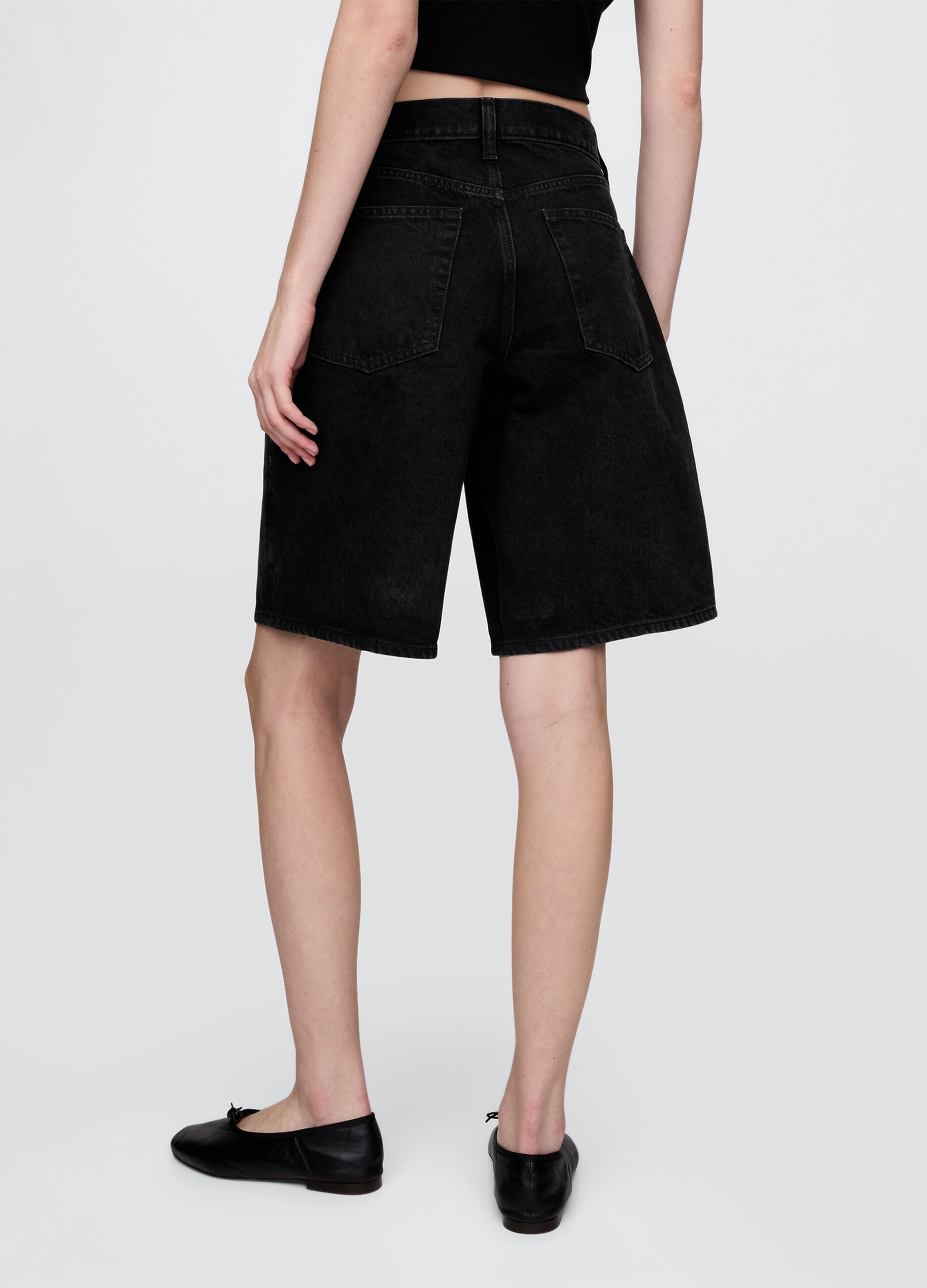 Black denim shorts