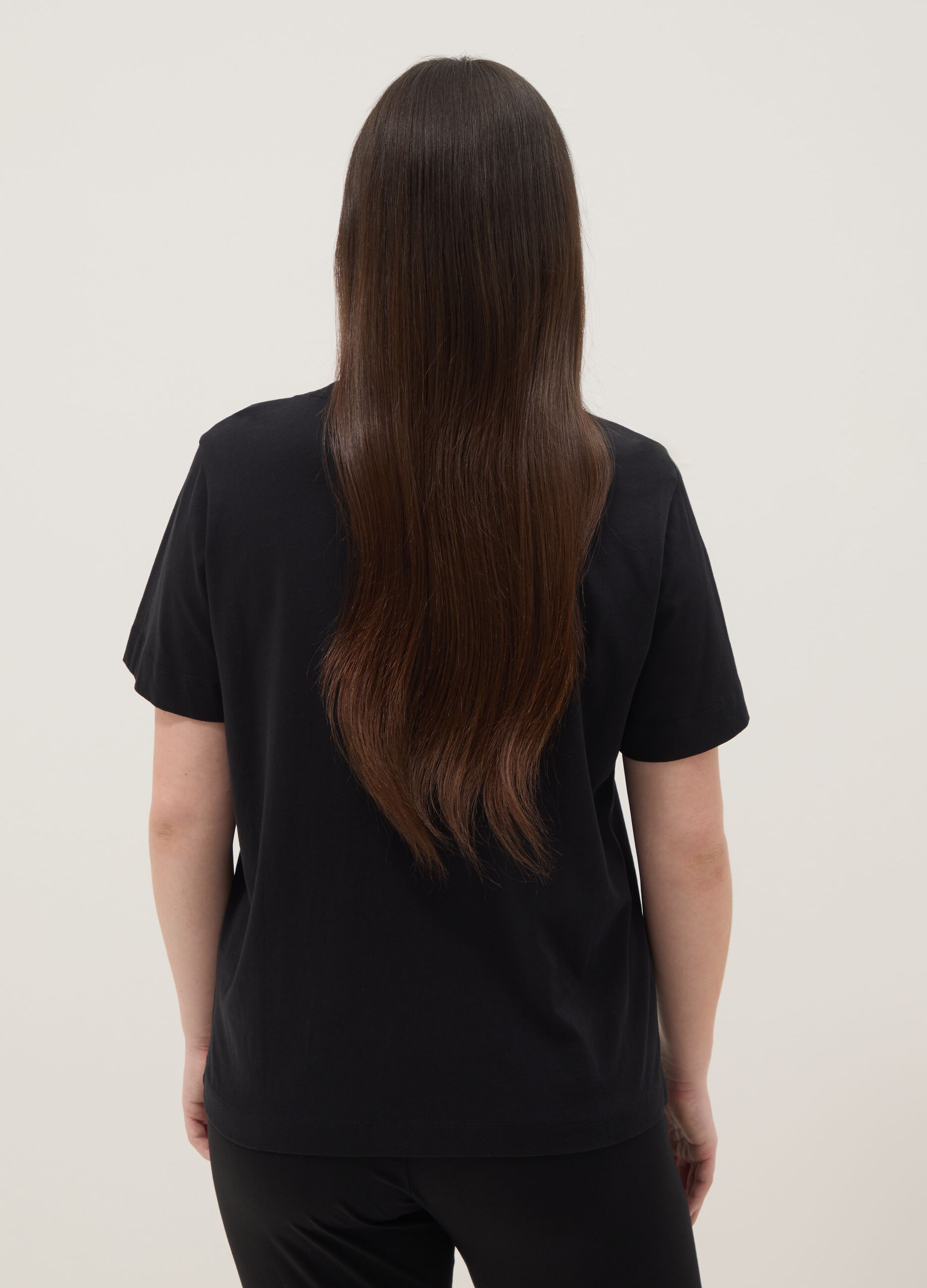 Black pure cotton short-sleeve T-shirt
