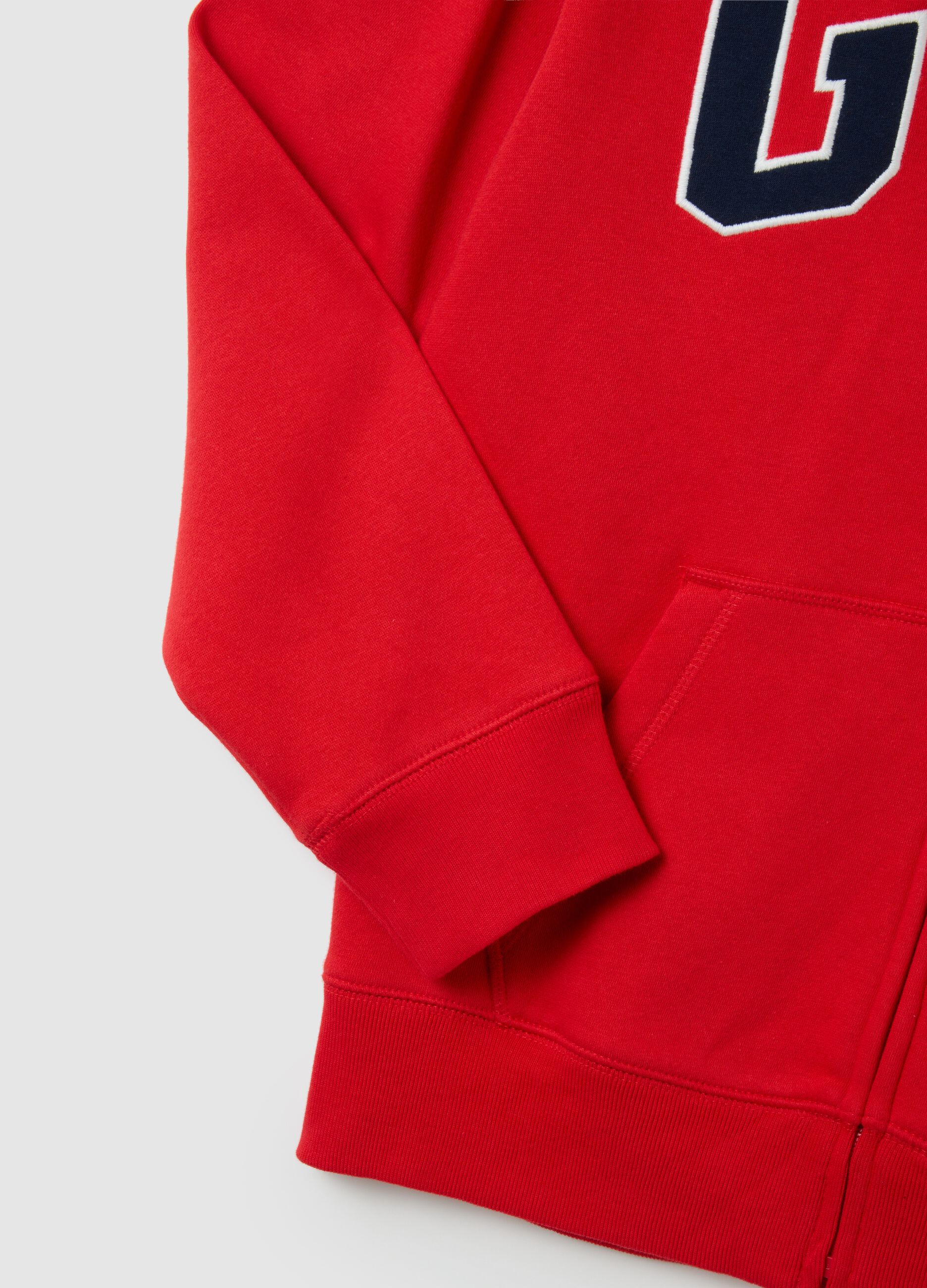 Full-zip fleece sweatshirt with logo embroidery