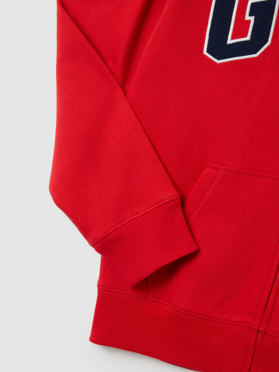 Full-zip fleece sweatshirt with logo embroidery_2