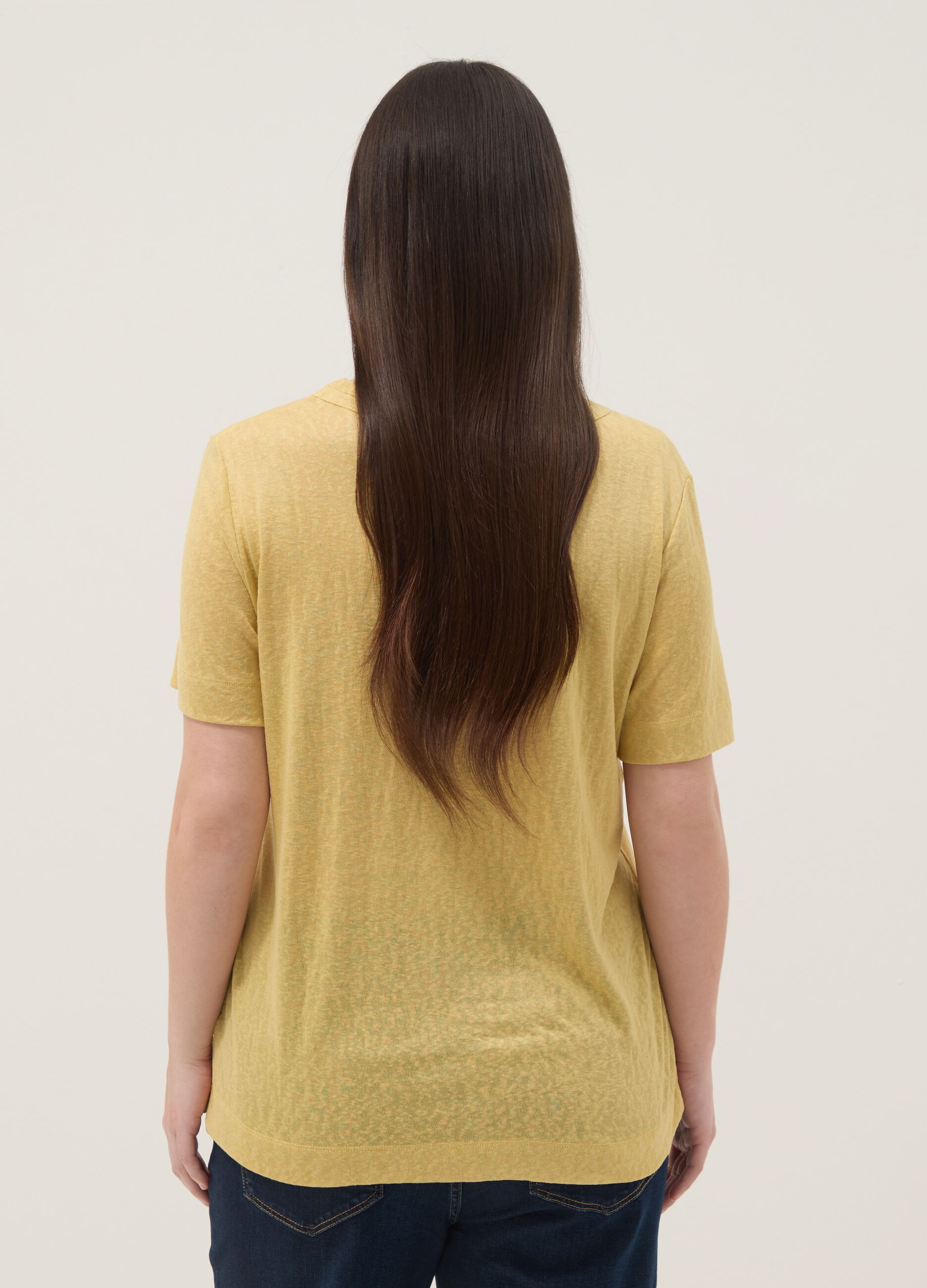 Yellow regular-fit short-sleeve viscose-blend T-shirt