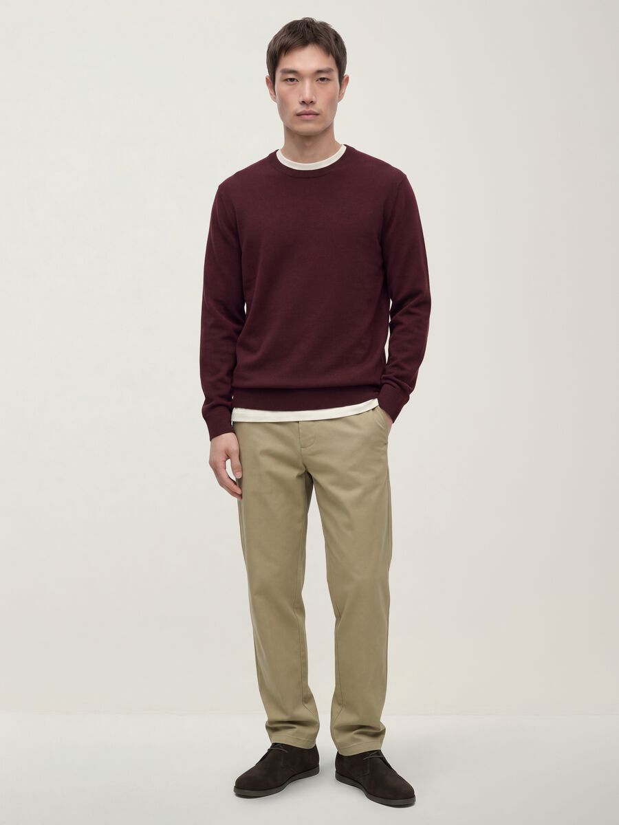 Maglia rossa in misto cotone e cashmere girocollo_1
