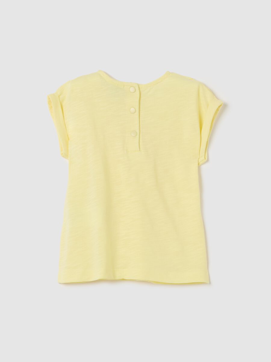 Cotton T-shirt with broderie anglaise insert_1
