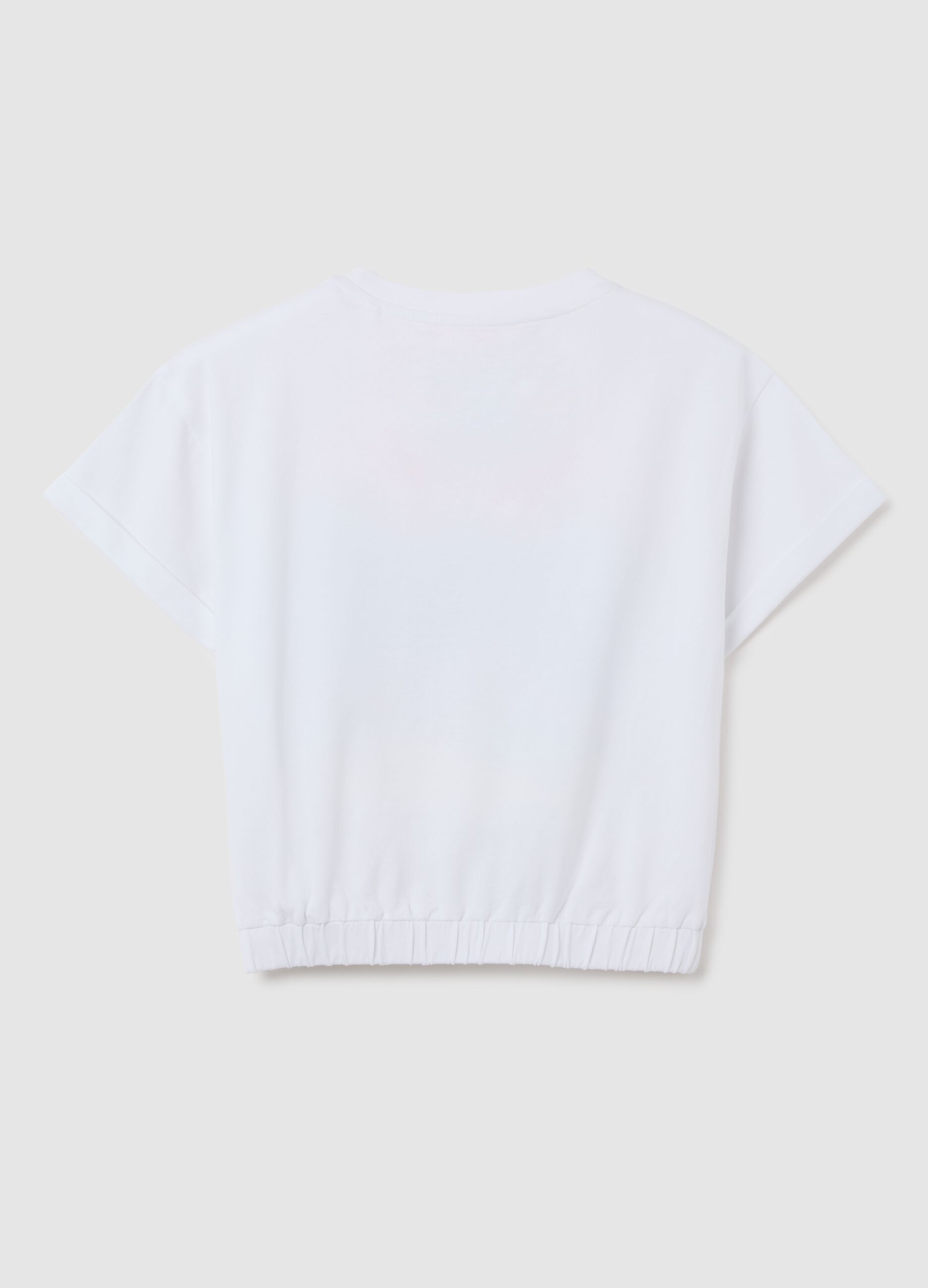 T-shirt da bambina in cotone elasticizzato bianca