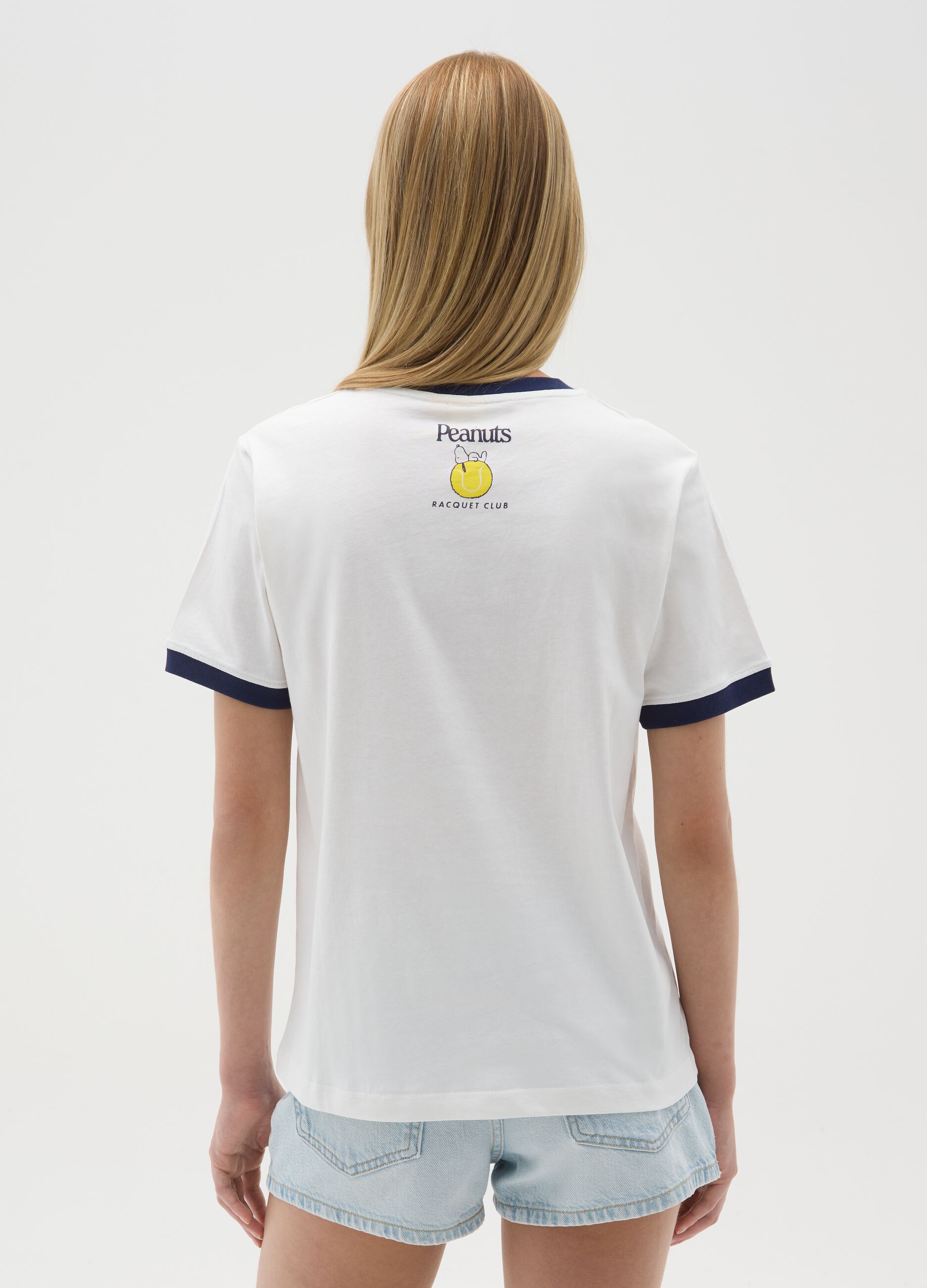 T-shirt da donna in puro cotone multicolor regular fit con stampa Snoopy