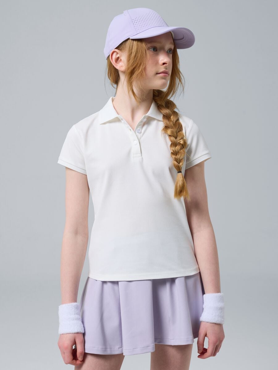 Polo sportiva bianca in cotone elasticizzato ALTAVIA COURT_0