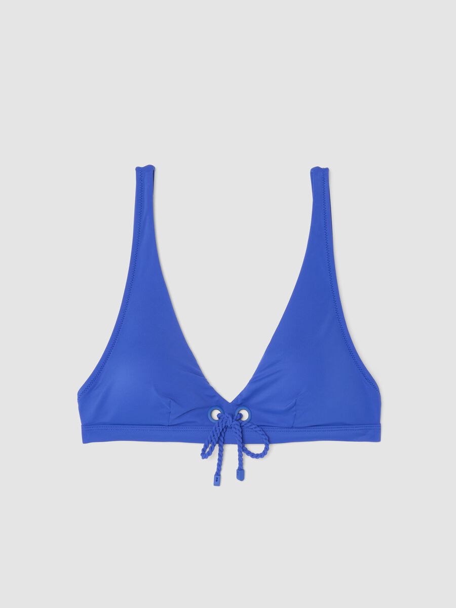 Top bikini blu a triangolo in tessuto elasticizzato imbottitura removibile_4