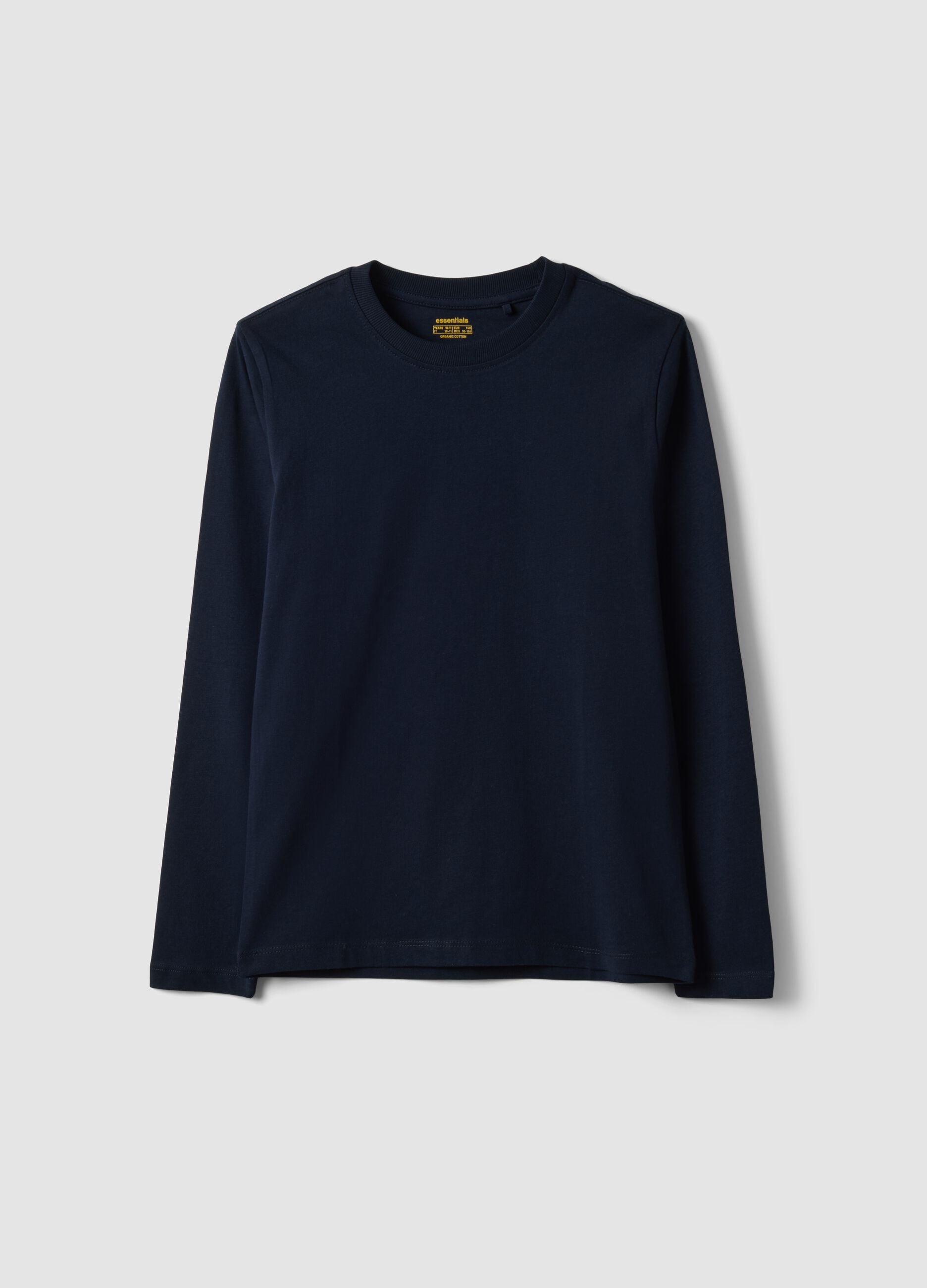 Blue long-sleeved pure organic cotton regular fit T-shirt for boys