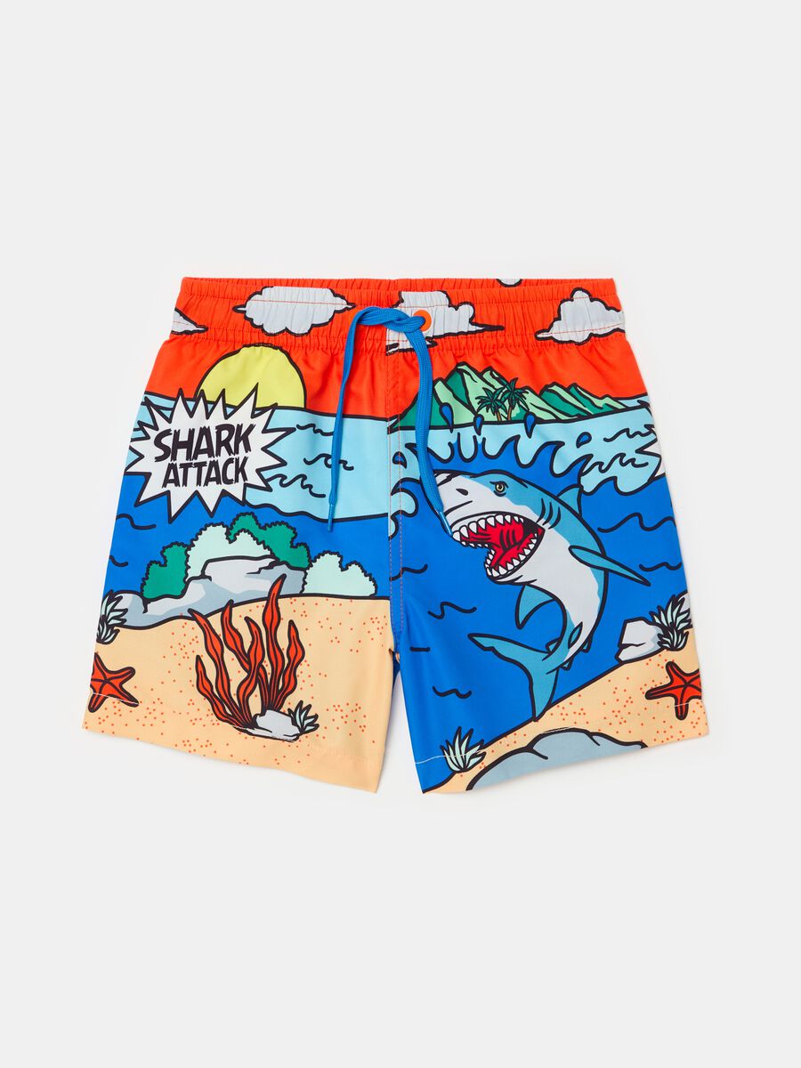 Swimming trunks with shark pattern_0