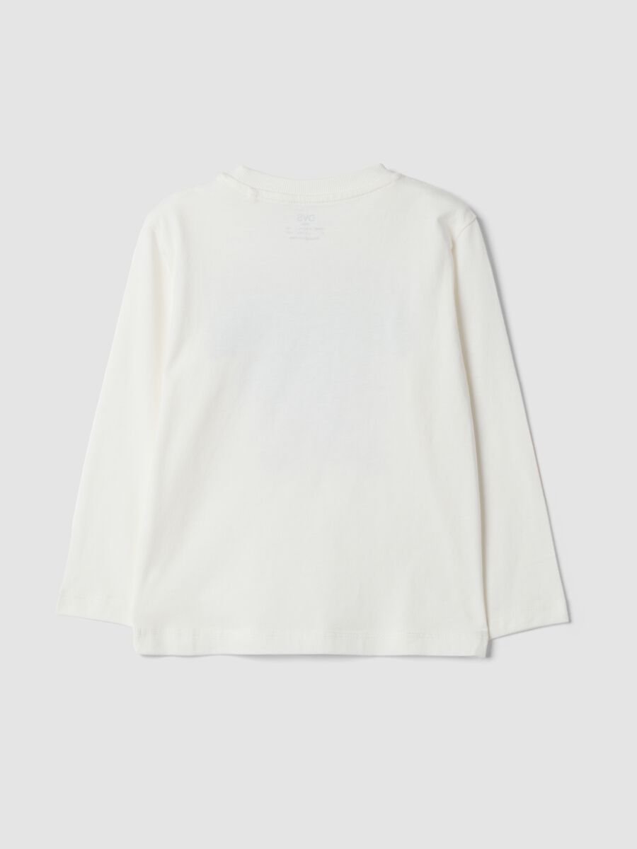 T-shirt bianca in puro cotone organico con stampa college_1