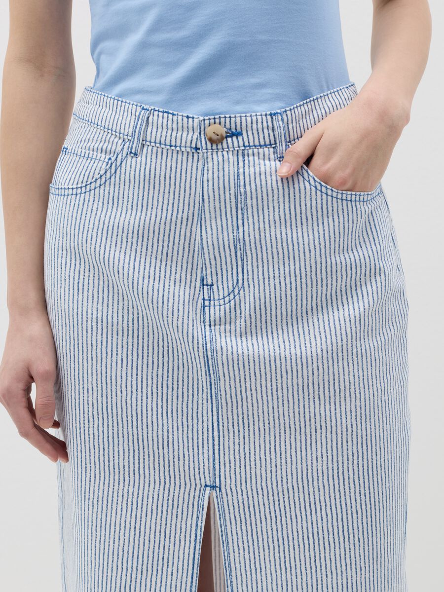 Striped midi skirt with split_2