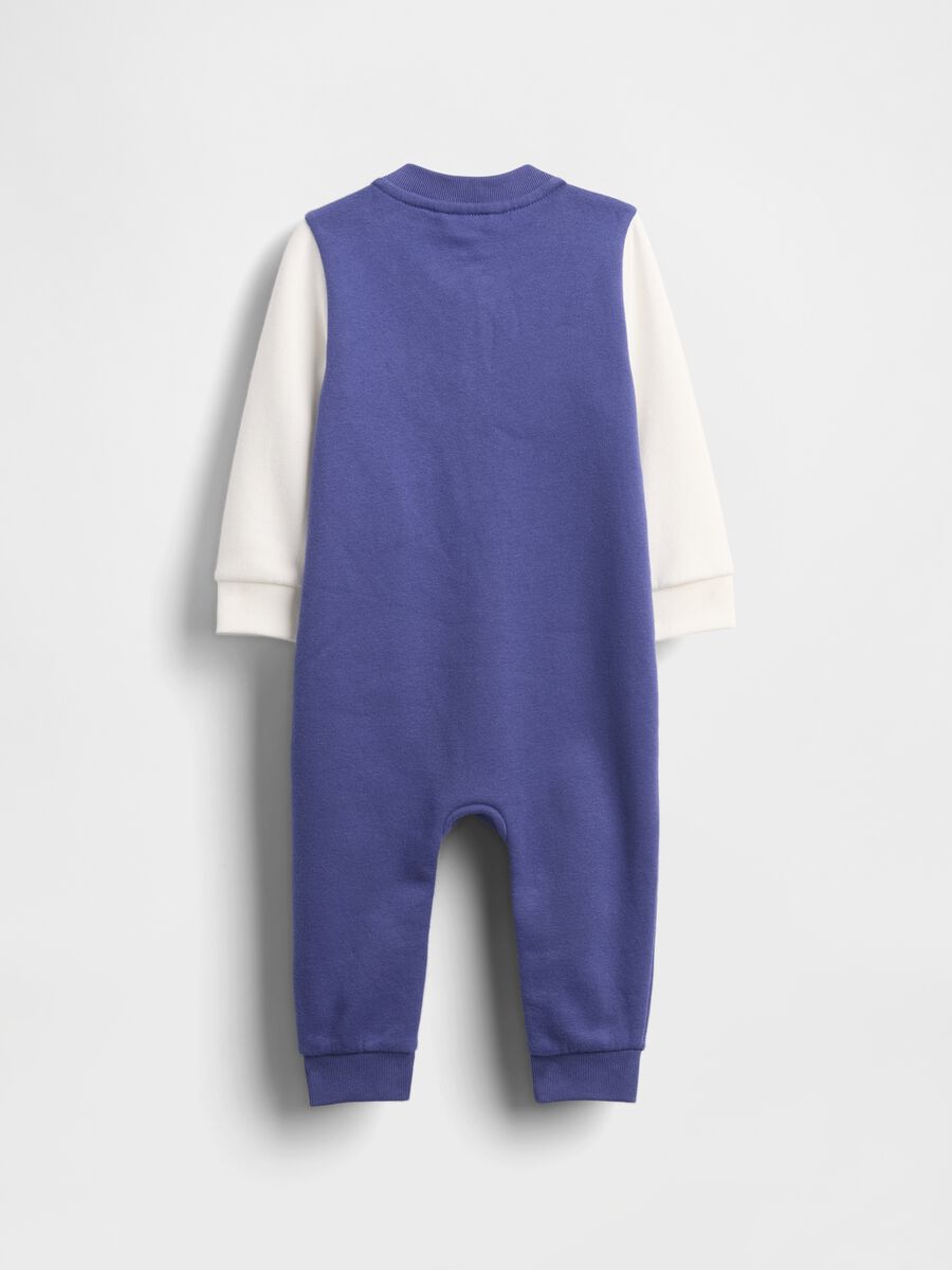 Blue cotton blend romper for newborn_1