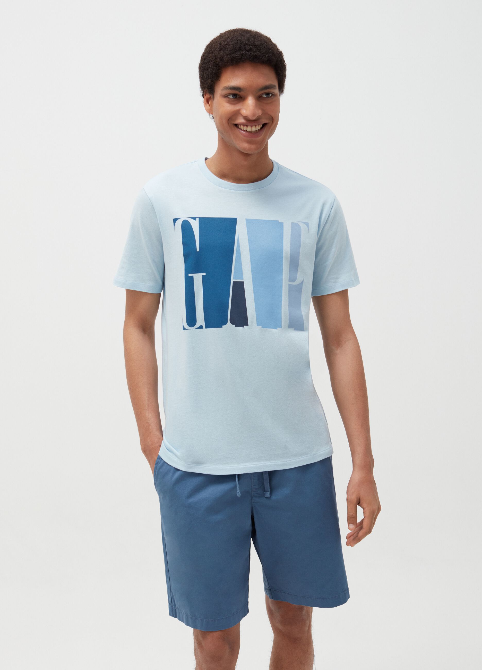 Cotton T-shirt with maxi logo print