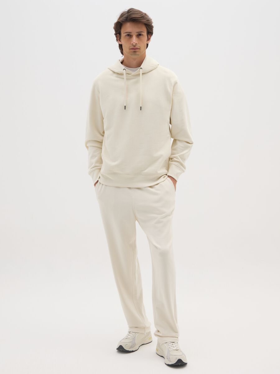 Beige pure cotton trousers with oversized fit_0