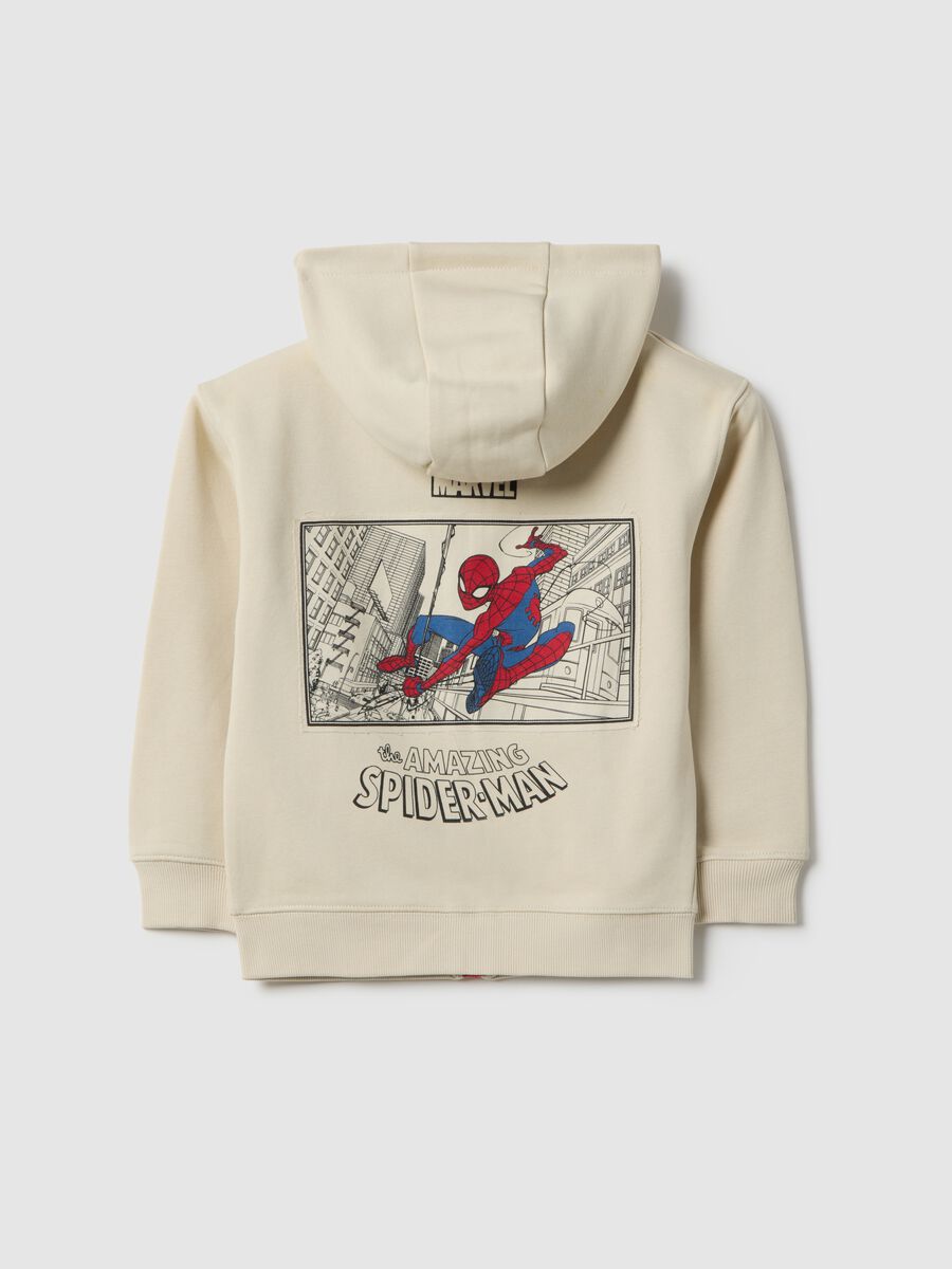 Boys' beige cotton blend sweatshirt with Spider-Man print_1