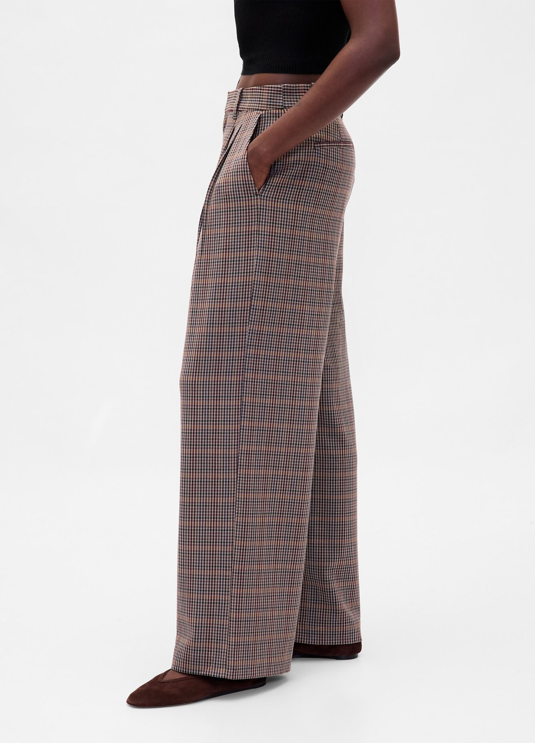 Brown stretch fabric trousers
