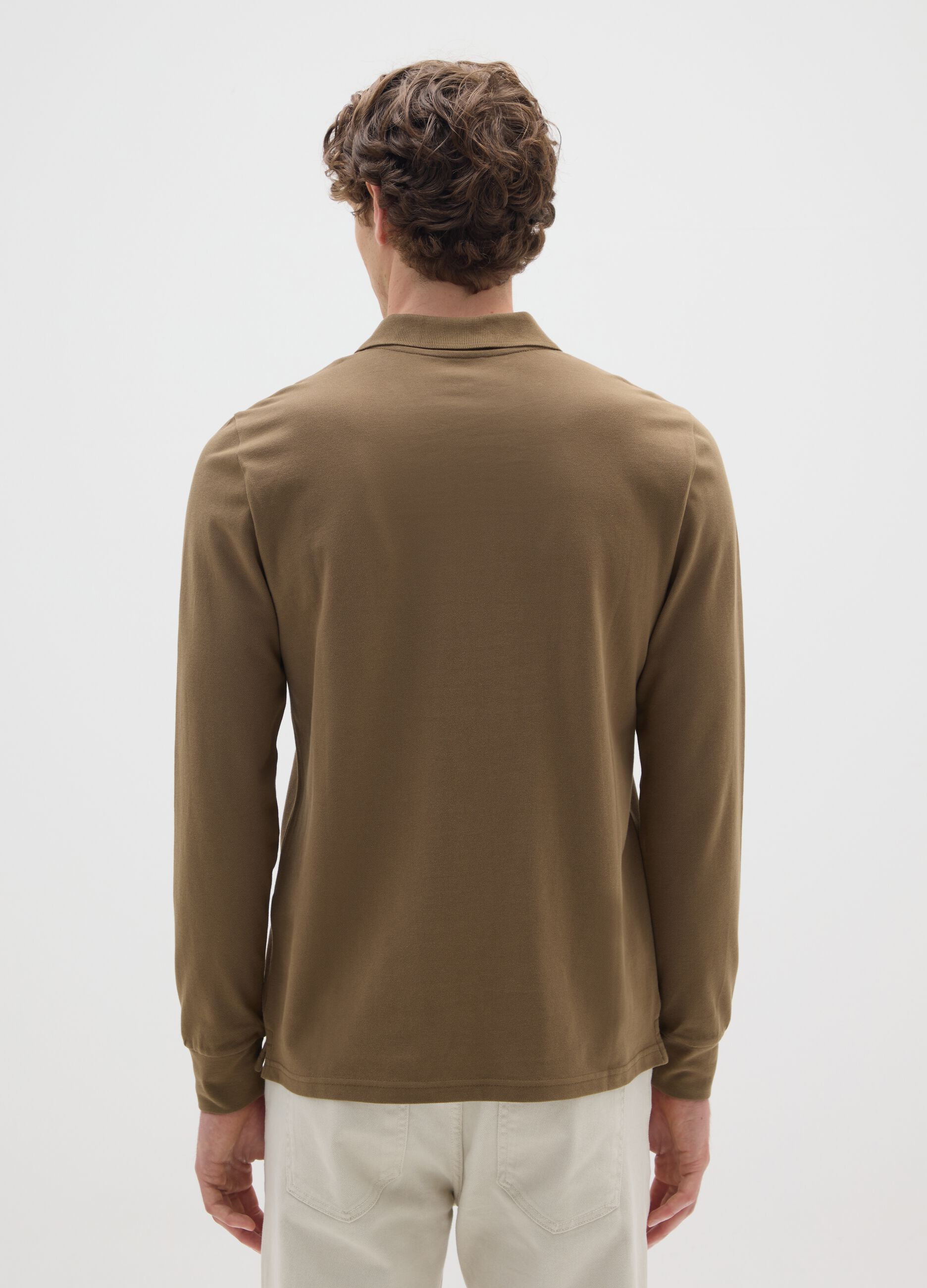 Brown pure cotton polo shirt regular fit