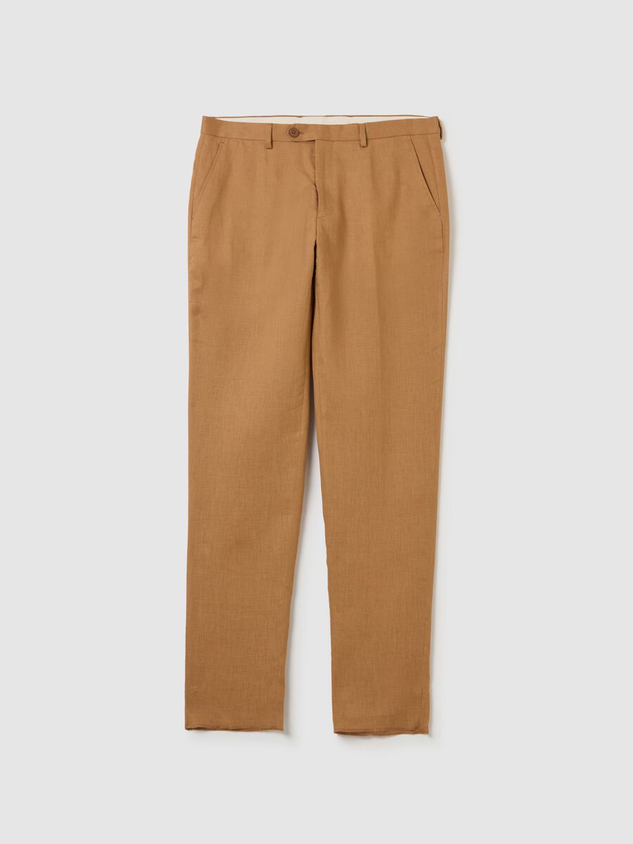 Contemporary regular-fit trousers in linen_4