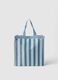 Multicolour striped shopper bag with embroidered inscription_1